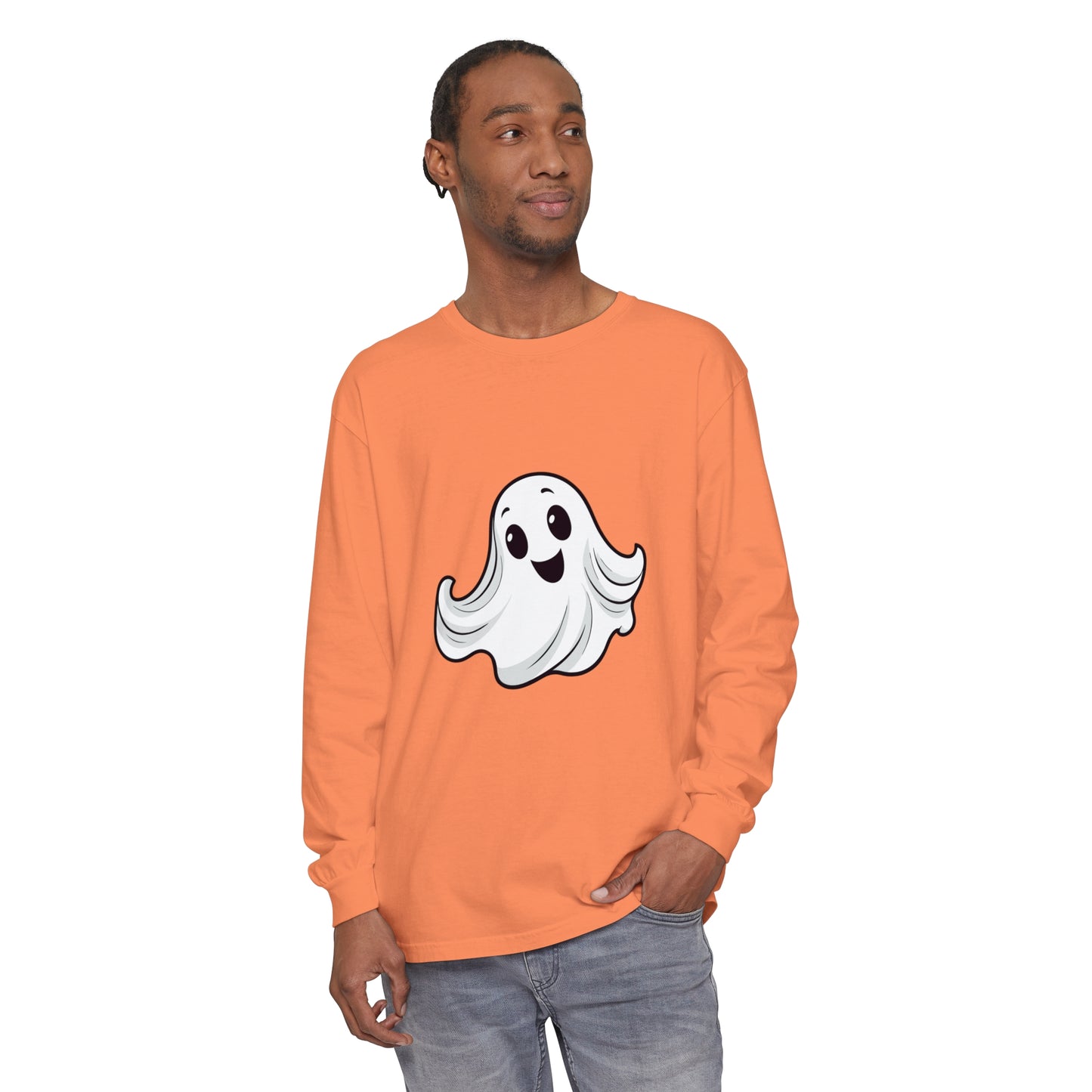 Cute Ghost Unisex Garment-dyed Long Sleeve T-Shirt