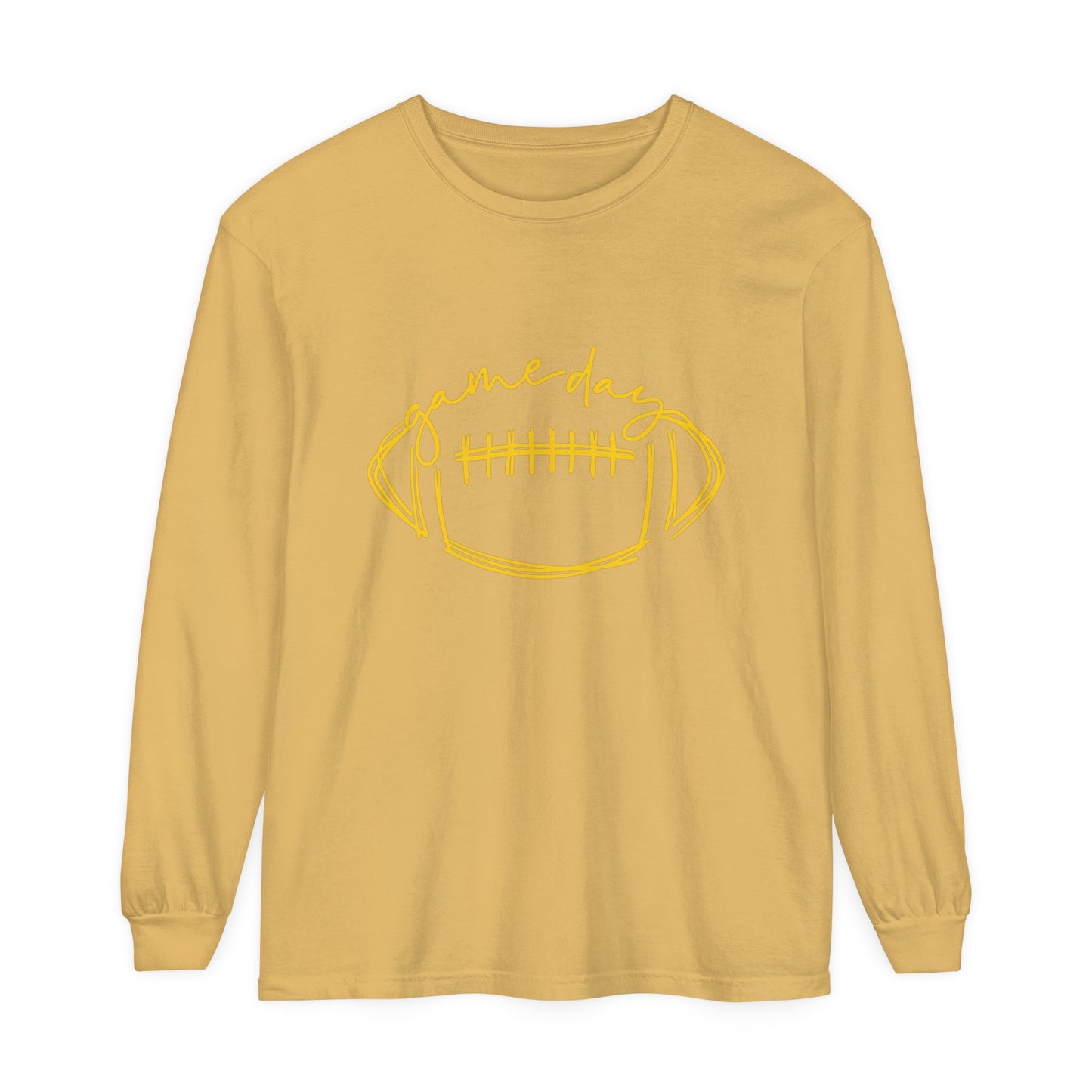 Game Day Football Yellow Unisex Garment-dyed Long Sleeve T-Shirt