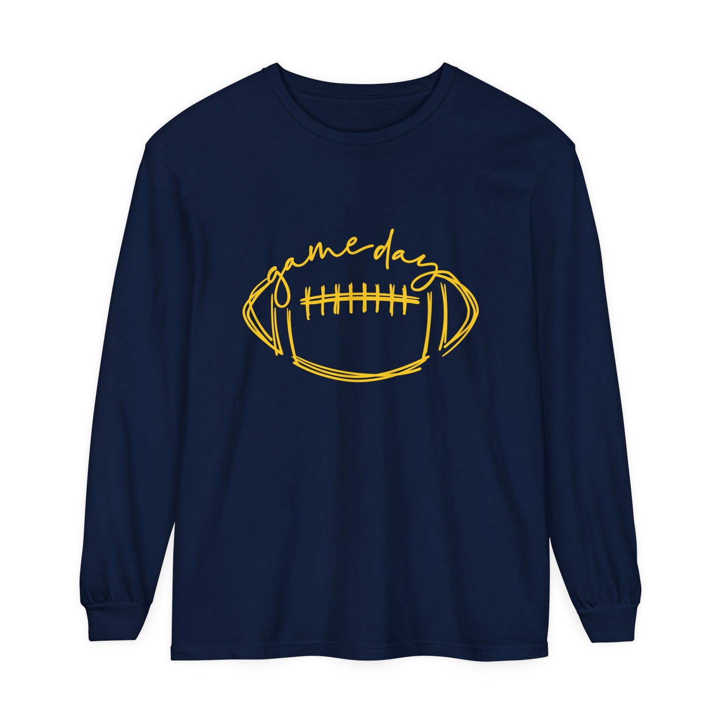 Game Day Football Yellow Unisex Garment-dyed Long Sleeve T-Shirt