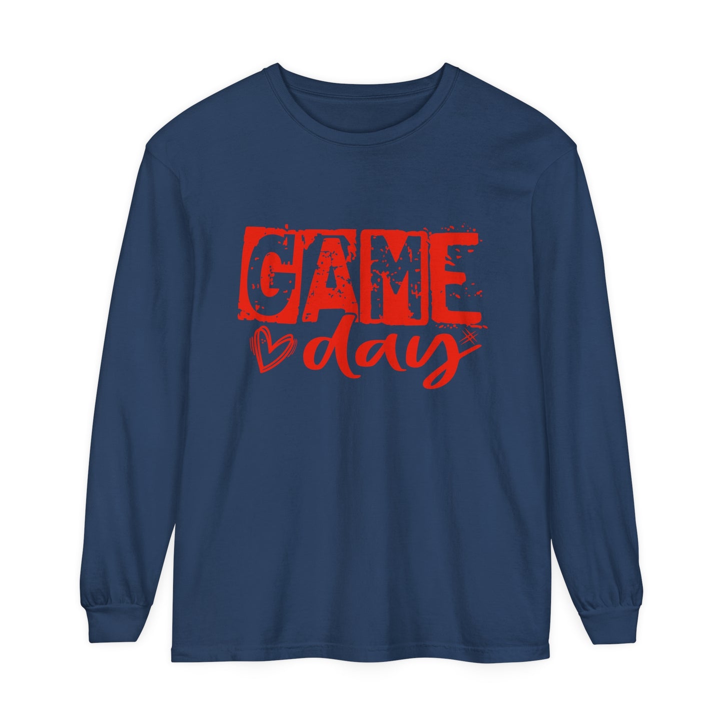 Game Day Grunge Red Unisex Garment-dyed Long Sleeve T-Shirt