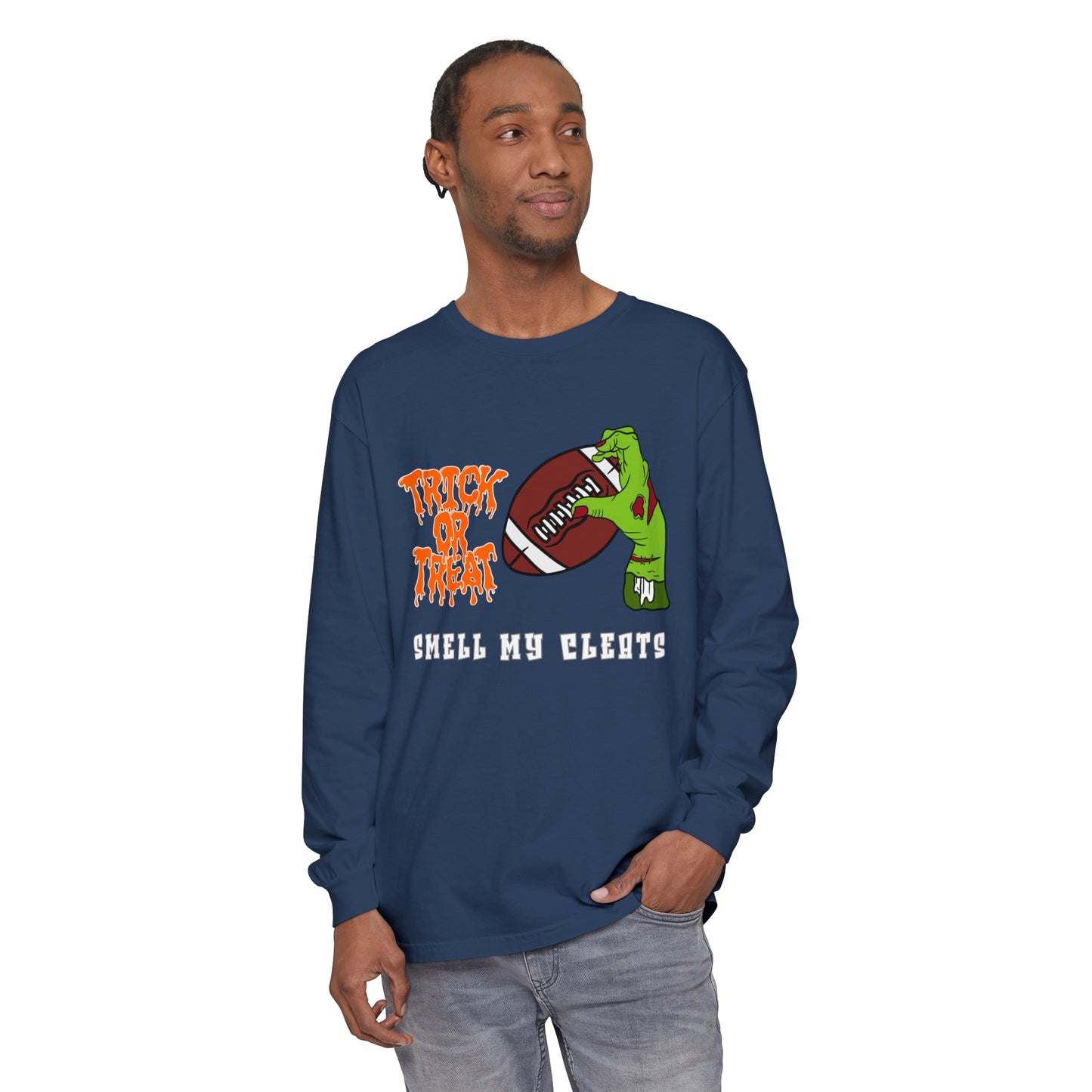 Trick or Treat Smell my Feet Unisex Garment-dyed Long Sleeve T-Shirt