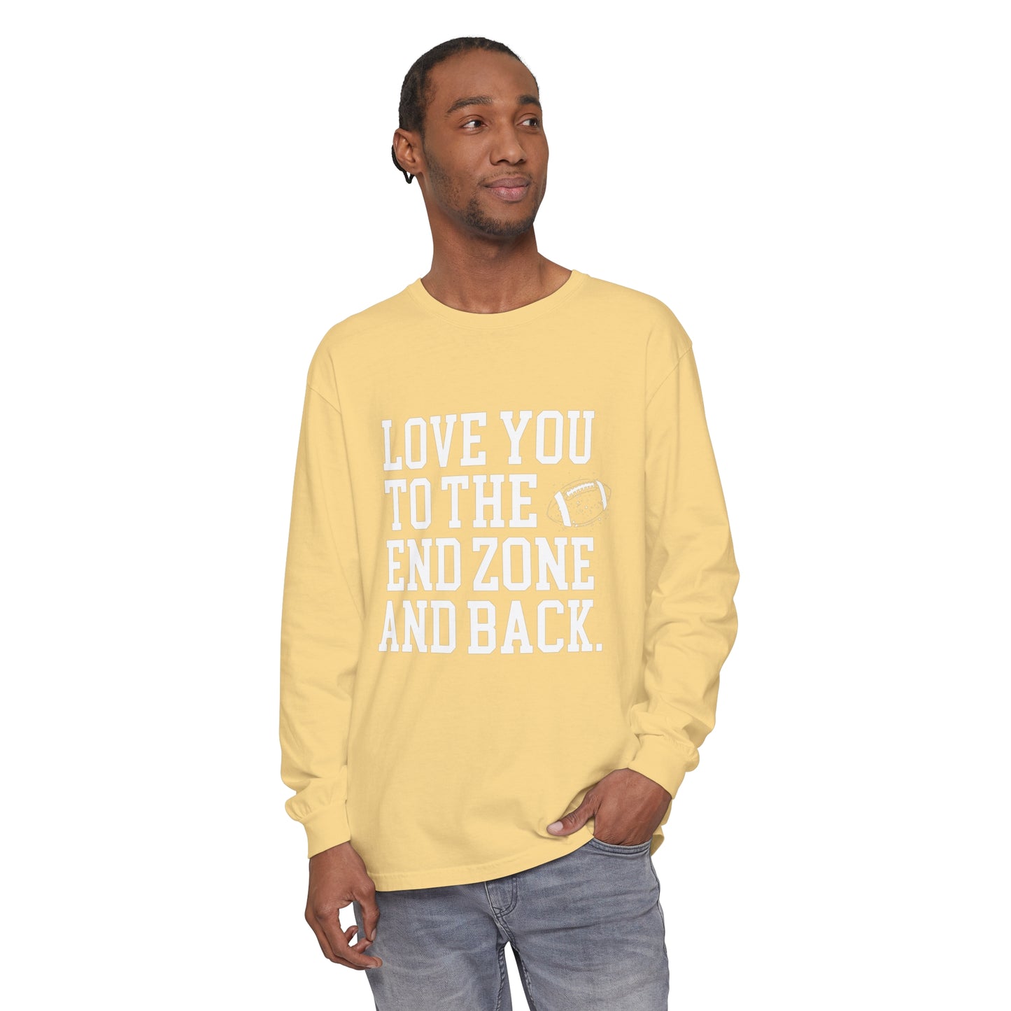 Love you to the End Zone Unisex Garment-dyed Long Sleeve T-Shirt