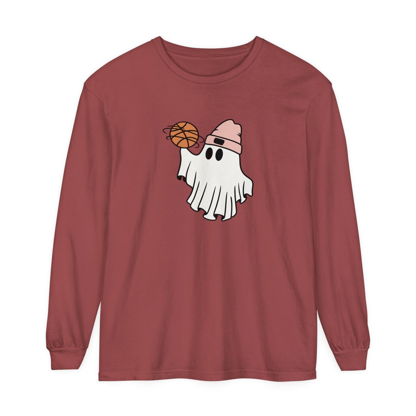 Basketball Ghost Unisex Garment-dyed Long Sleeve T-Shirt