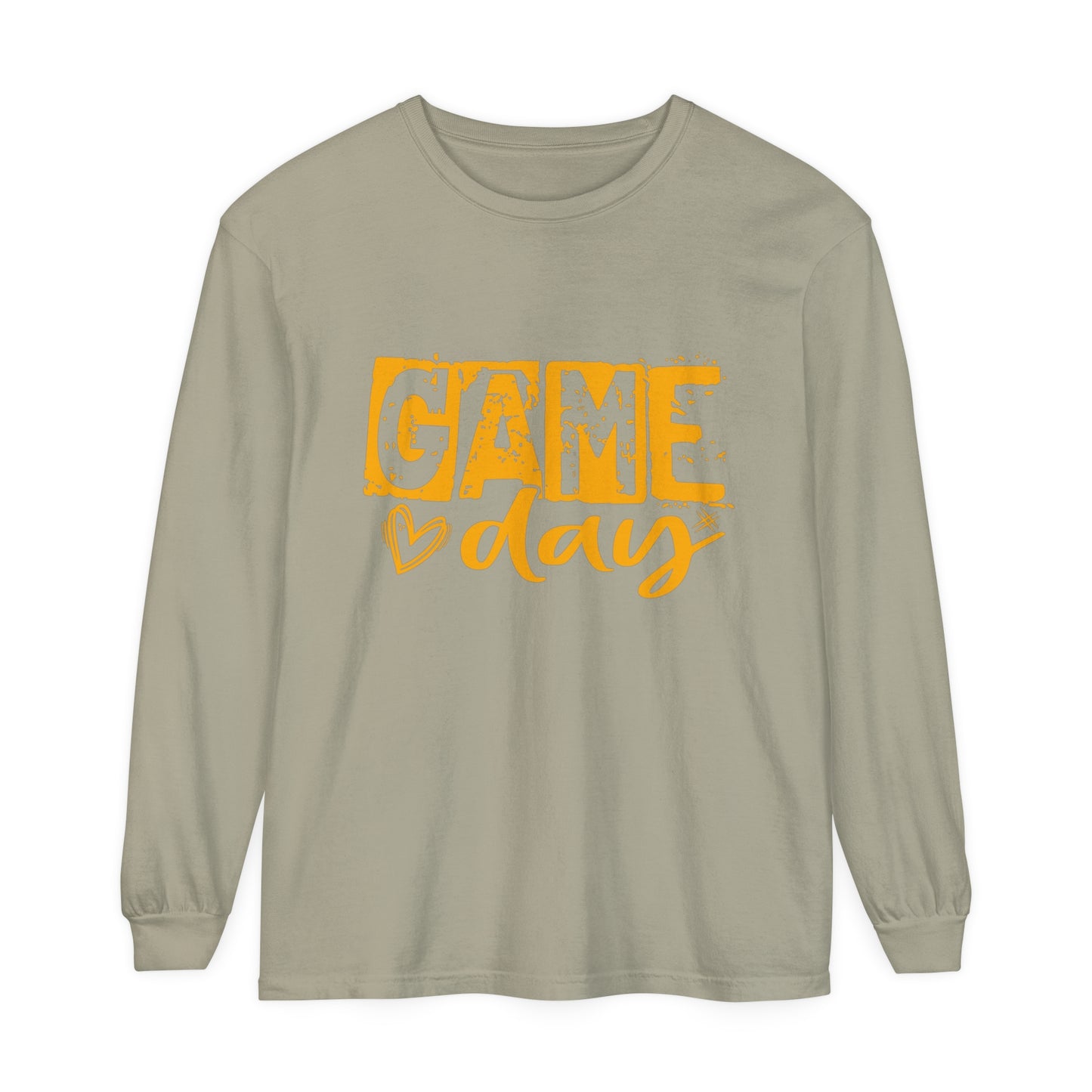 Game Day Grunge Yellow Unisex Garment-dyed Long Sleeve T-Shirt