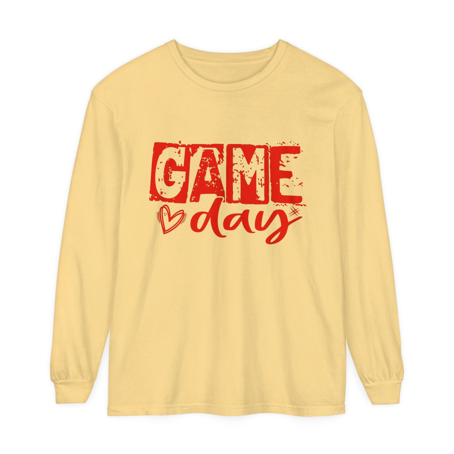 Game Day Grunge Red Unisex Garment-dyed Long Sleeve T-Shirt