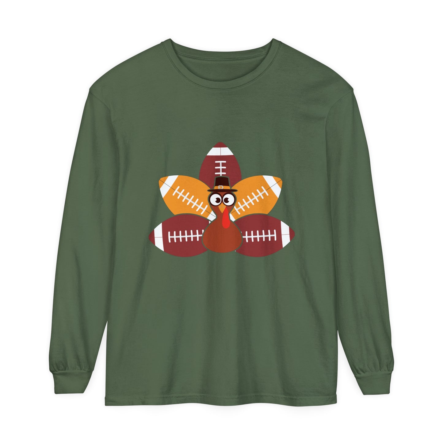 Turkey Football Tail Unisex Garment-dyed Long Sleeve T-Shirt