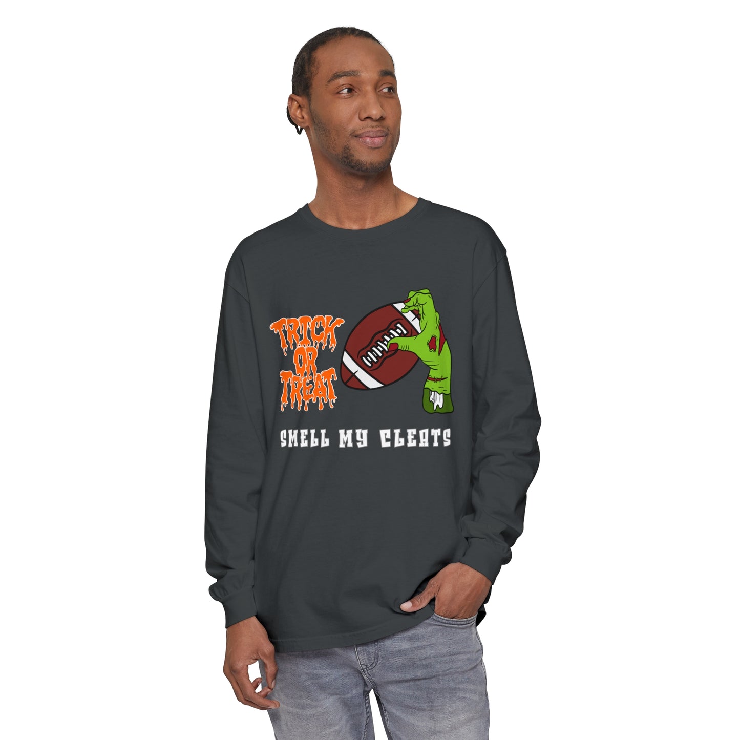 Trick or Treat Smell my Feet Unisex Garment-dyed Long Sleeve T-Shirt