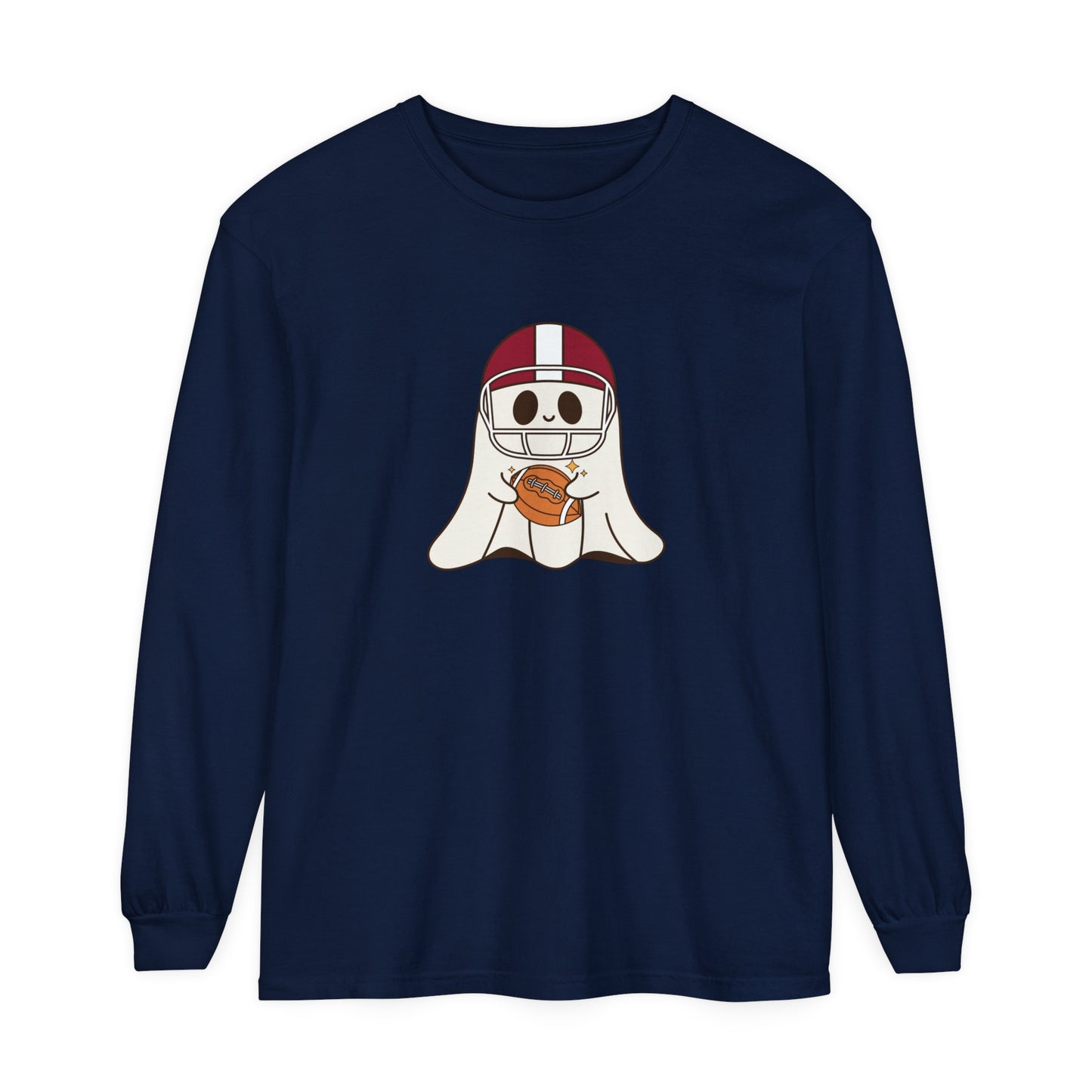 Football Ghost Unisex Garment-dyed Long Sleeve T-Shirt