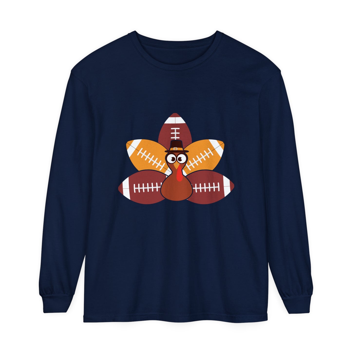 Turkey Football Tail Unisex Garment-dyed Long Sleeve T-Shirt