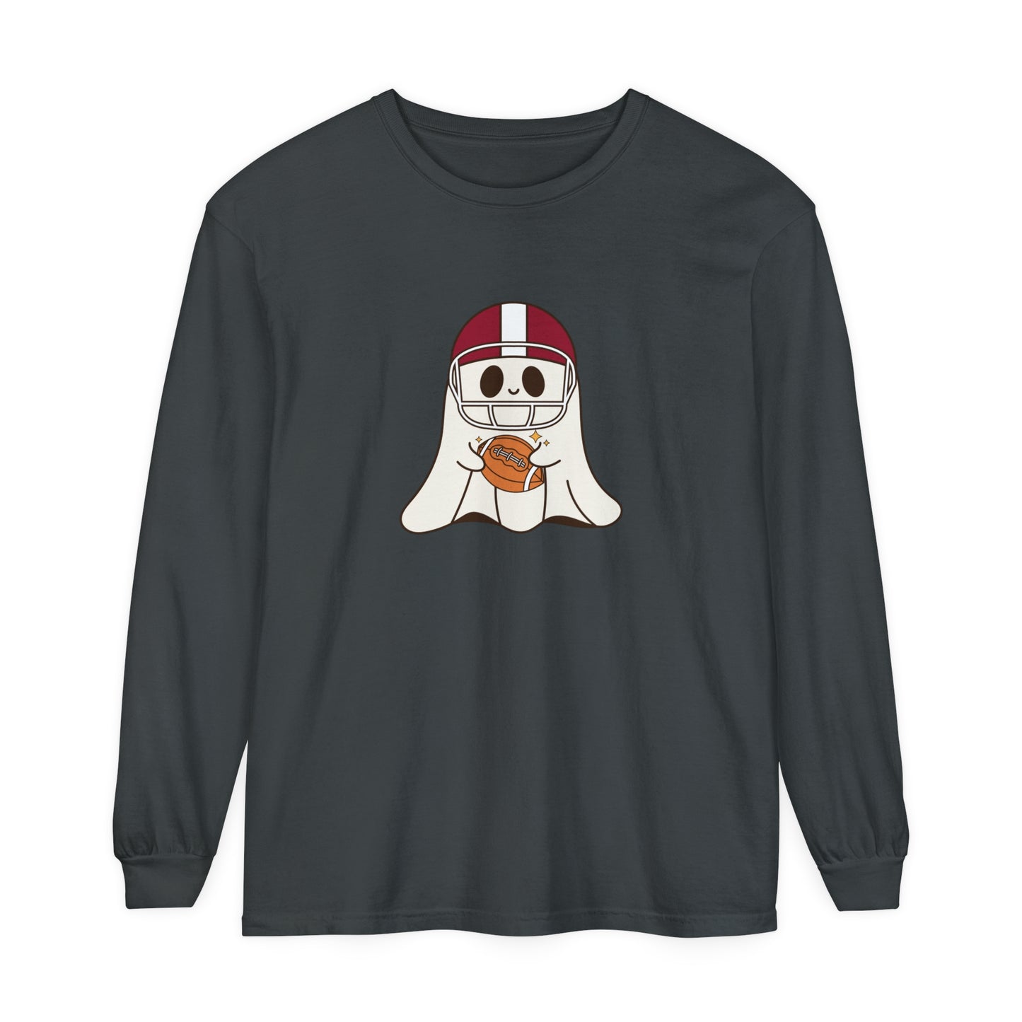 Football Ghost Unisex Garment-dyed Long Sleeve T-Shirt