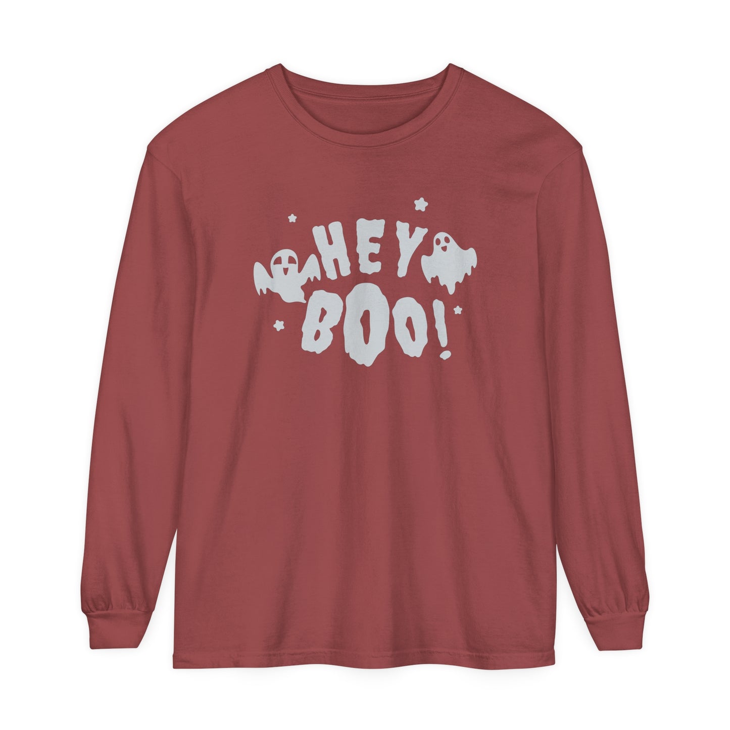 Hey Boo Unisex Garment-dyed Long Sleeve T-Shirt