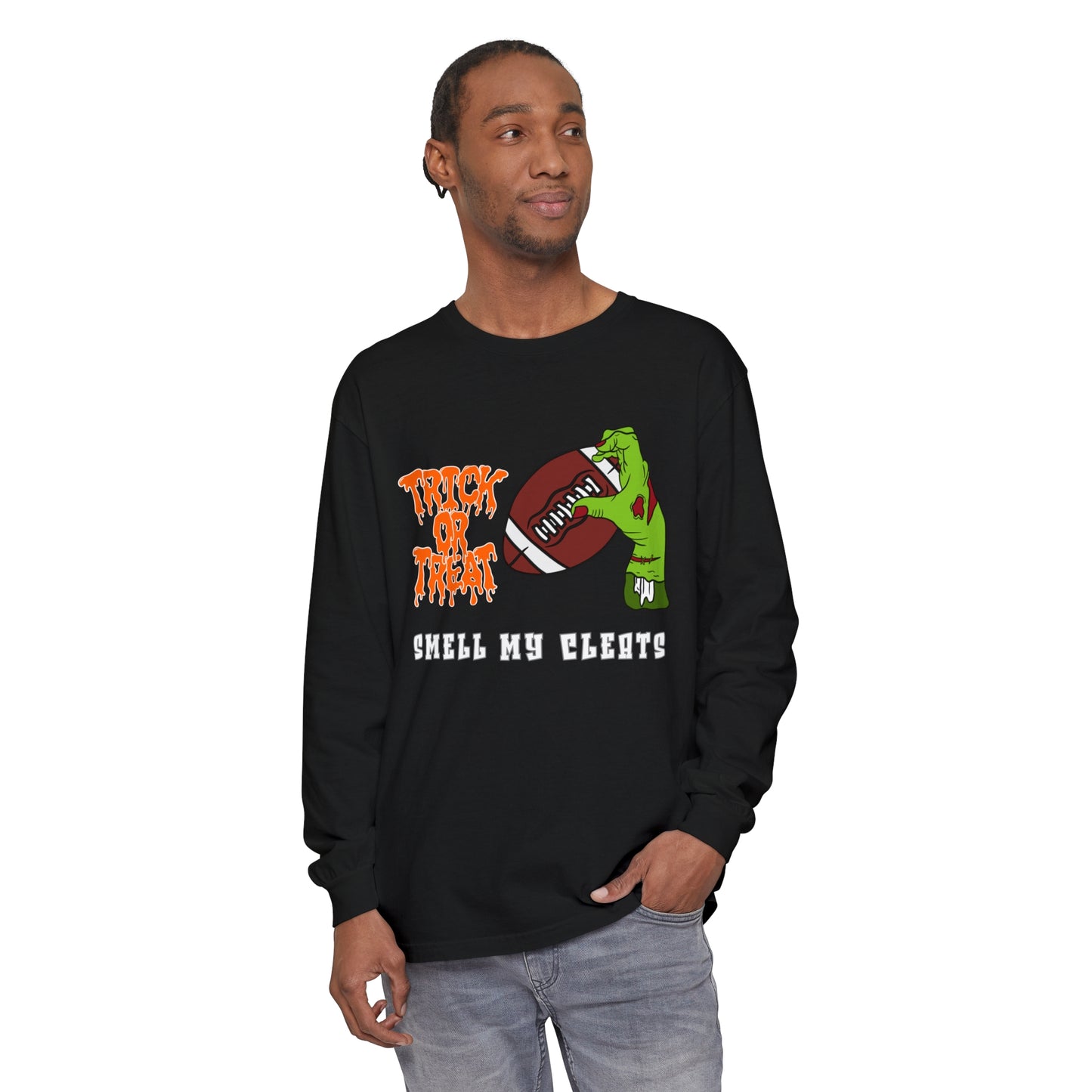 Trick or Treat Smell my Feet Unisex Garment-dyed Long Sleeve T-Shirt