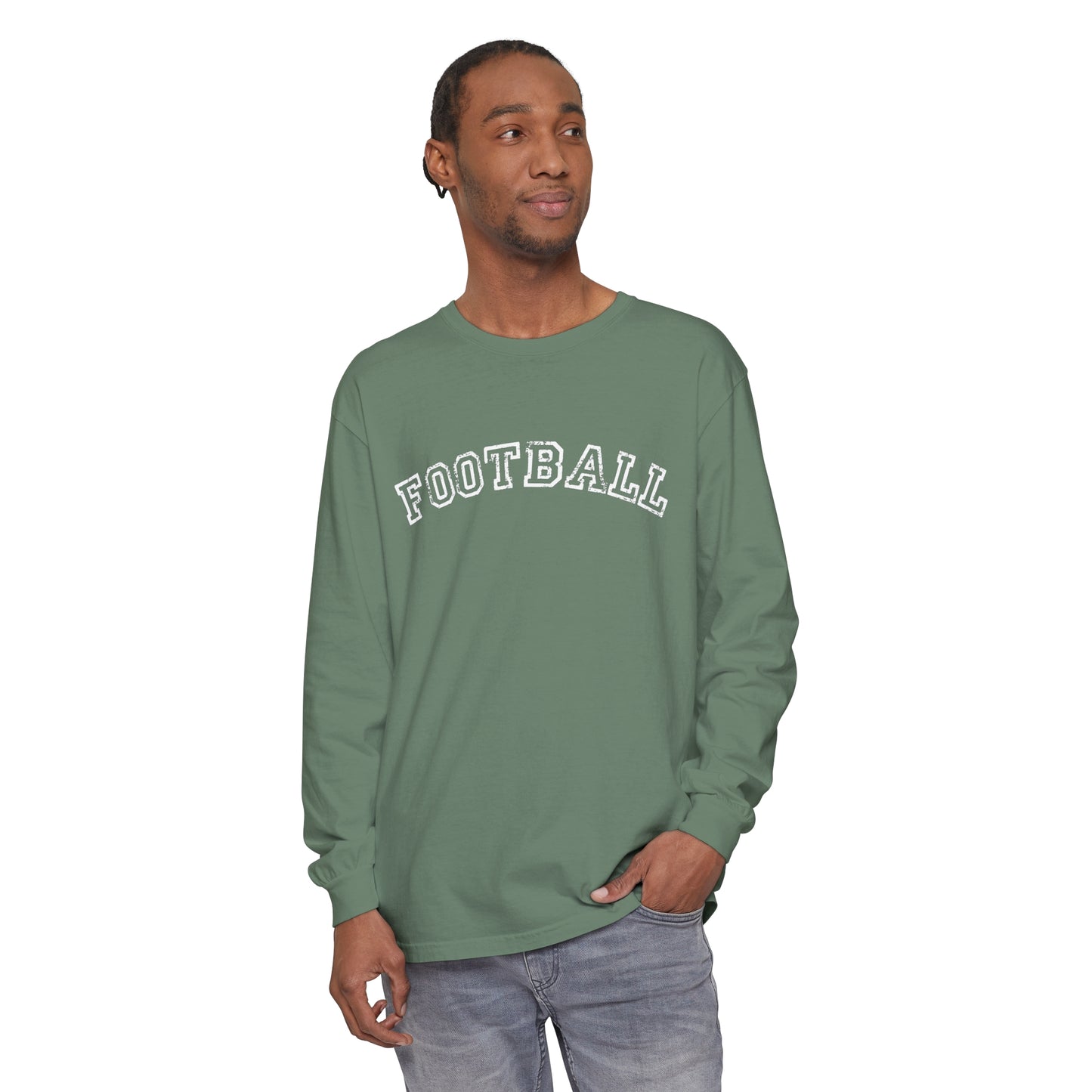 Football Curved Unisex Garment-dyed Long Sleeve T-Shirt