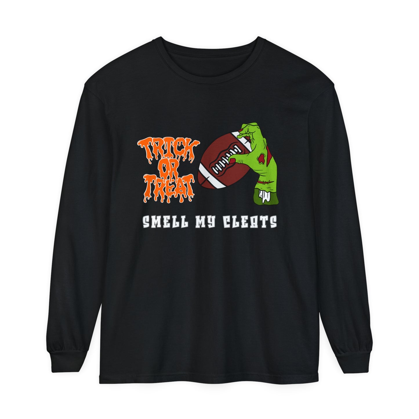 Trick or Treat Smell my Feet Unisex Garment-dyed Long Sleeve T-Shirt