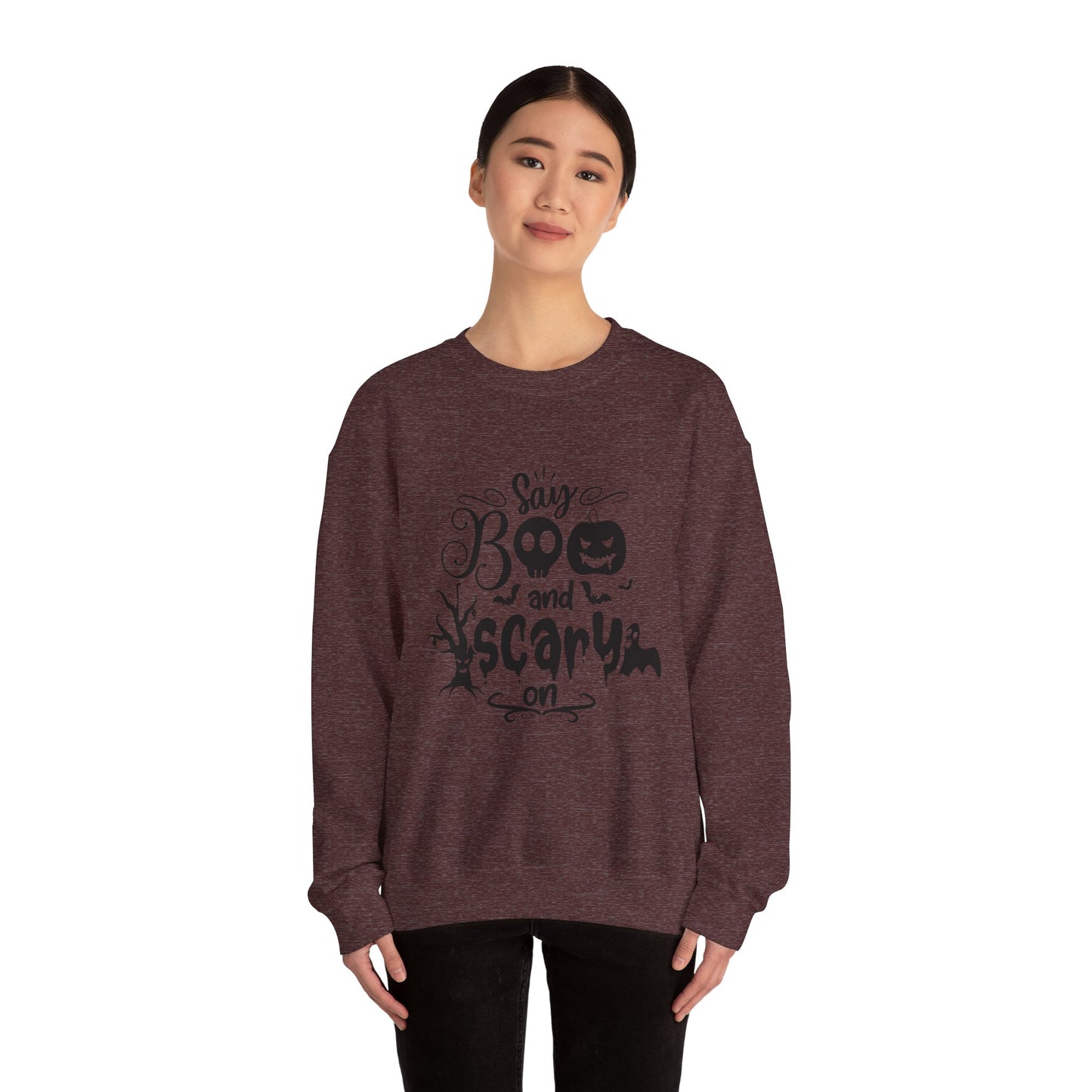 Say Boo and Scare On Unisex Heavy Blend™ Crewneck Sweatshirt