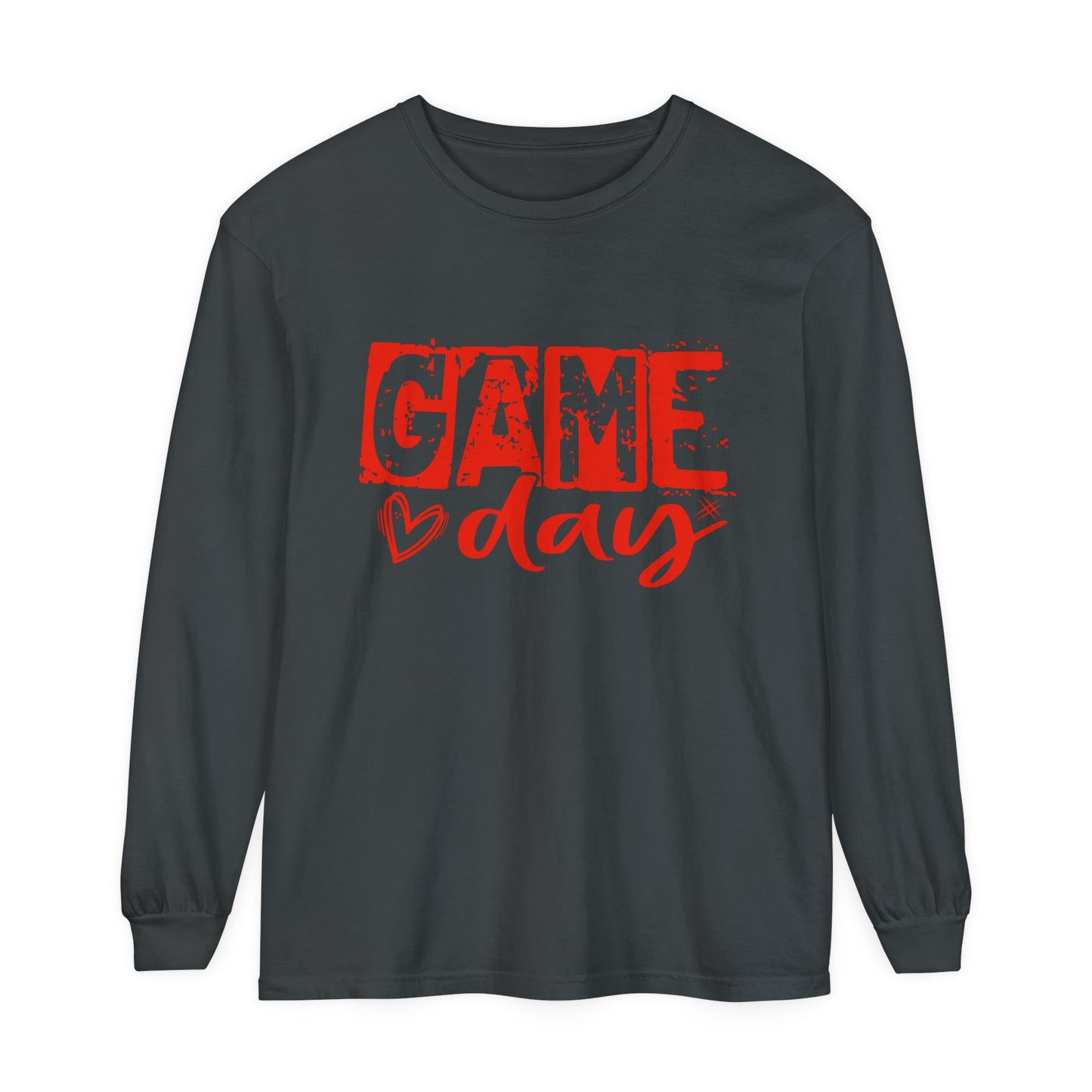 Game Day Grunge Red Unisex Garment-dyed Long Sleeve T-Shirt