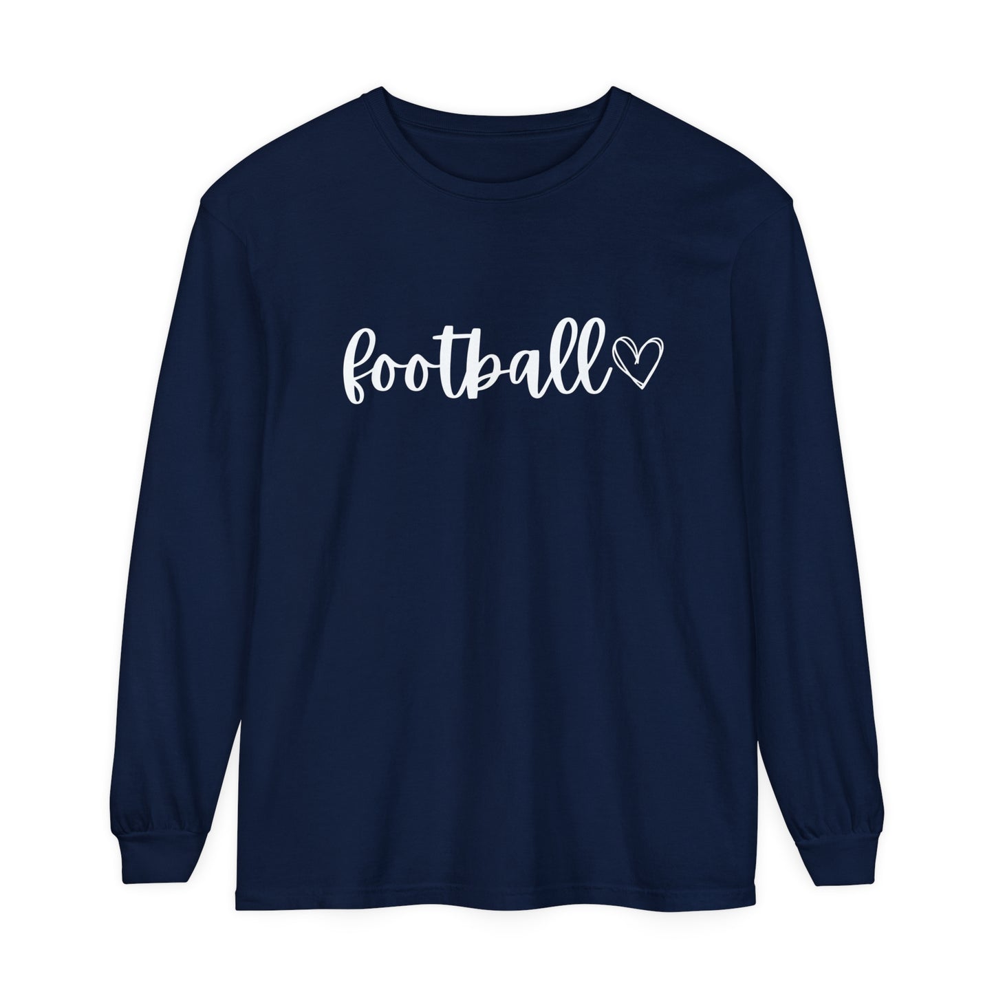 Football heart Unisex Garment-dyed Long Sleeve T-Shirt