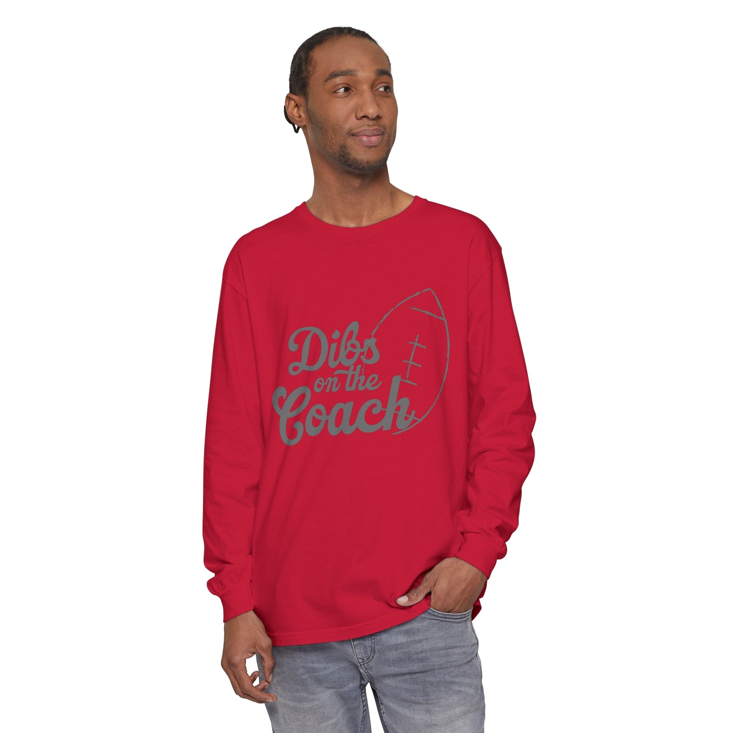 Dibs on the Coach Football Unisex Garment-dyed Long Sleeve T-Shirt