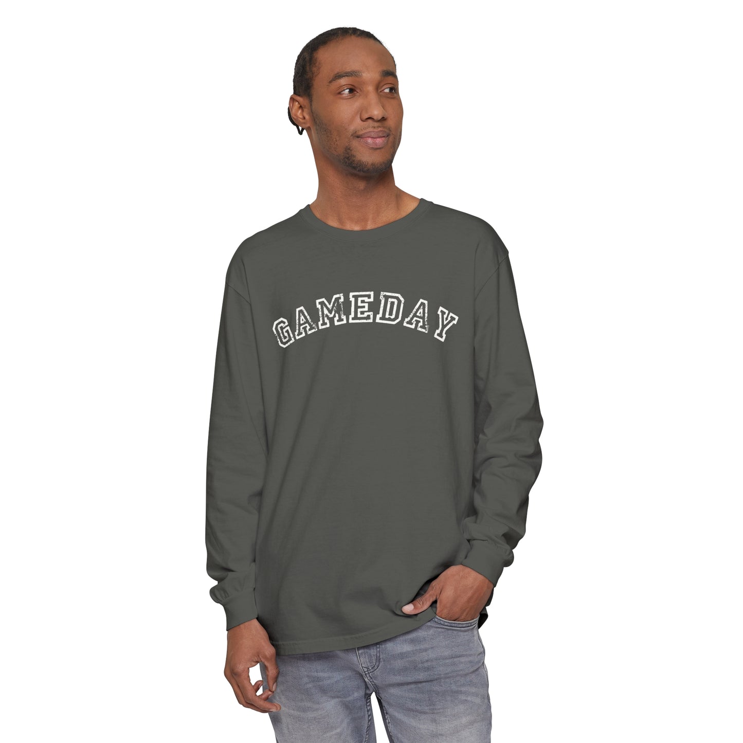 Game Day Curved Block Unisex Garment-dyed Long Sleeve T-Shirt