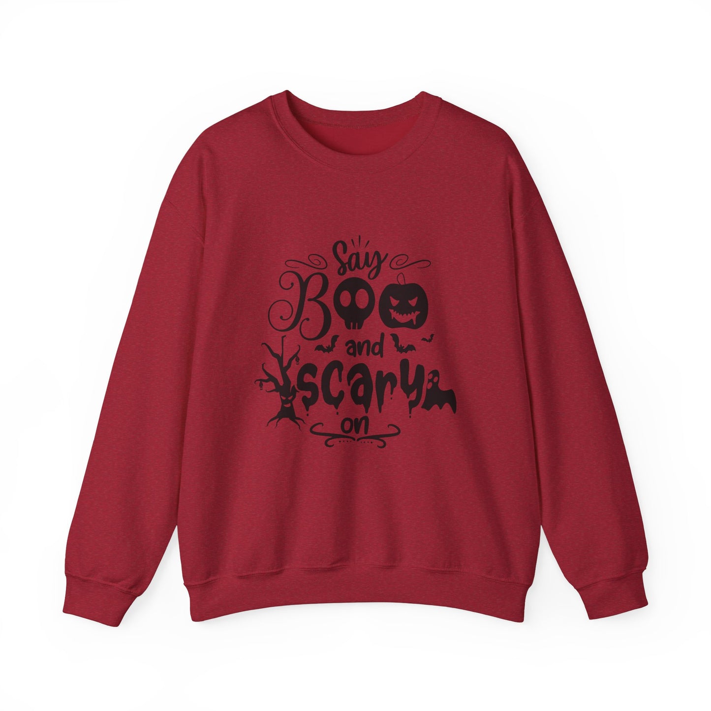 Say Boo and Scare On Unisex Heavy Blend™ Crewneck Sweatshirt