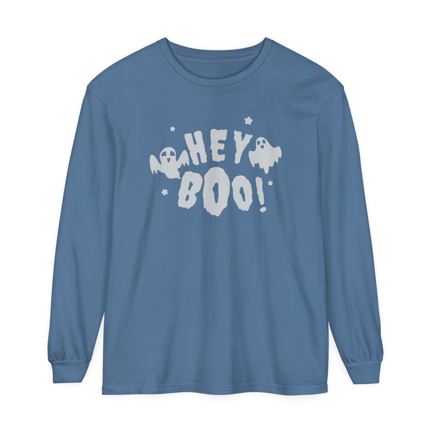 Hey Boo Unisex Garment-dyed Long Sleeve T-Shirt