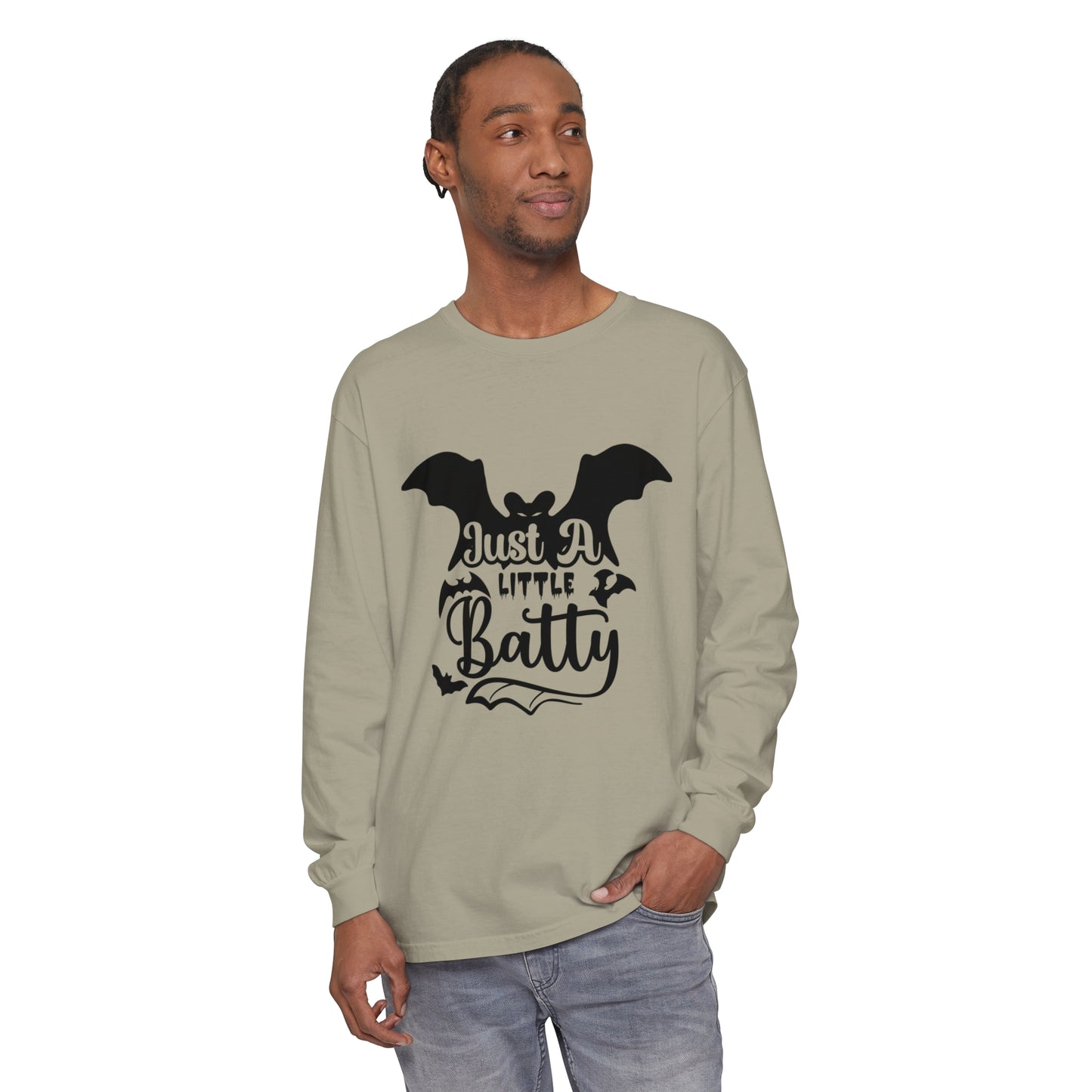 Just a Little Batty Unisex Garment-dyed Long Sleeve T-Shirt