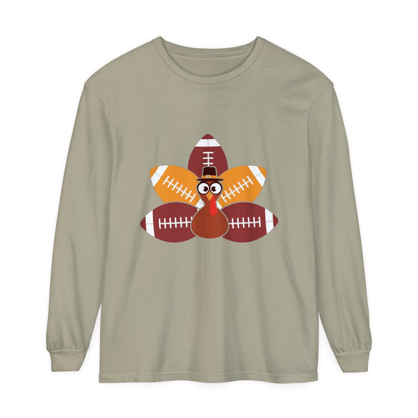 Turkey Football Tail Unisex Garment-dyed Long Sleeve T-Shirt