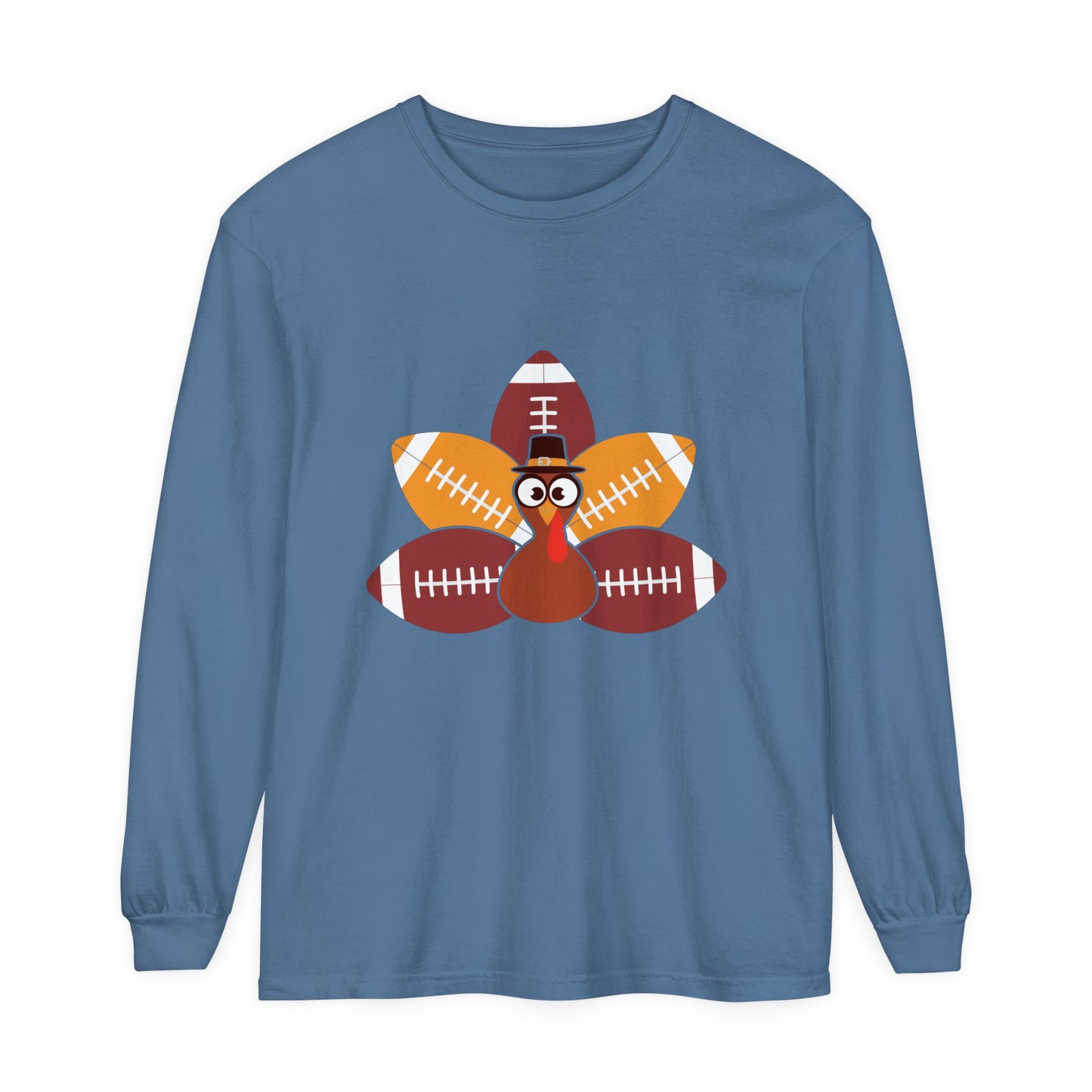 Turkey Football Tail Unisex Garment-dyed Long Sleeve T-Shirt