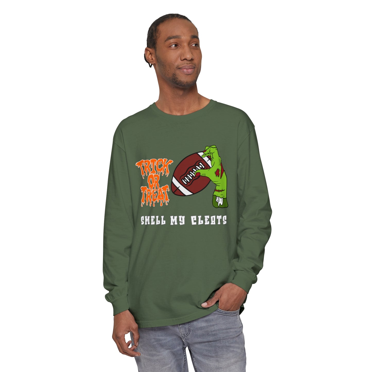 Trick or Treat Smell my Feet Unisex Garment-dyed Long Sleeve T-Shirt