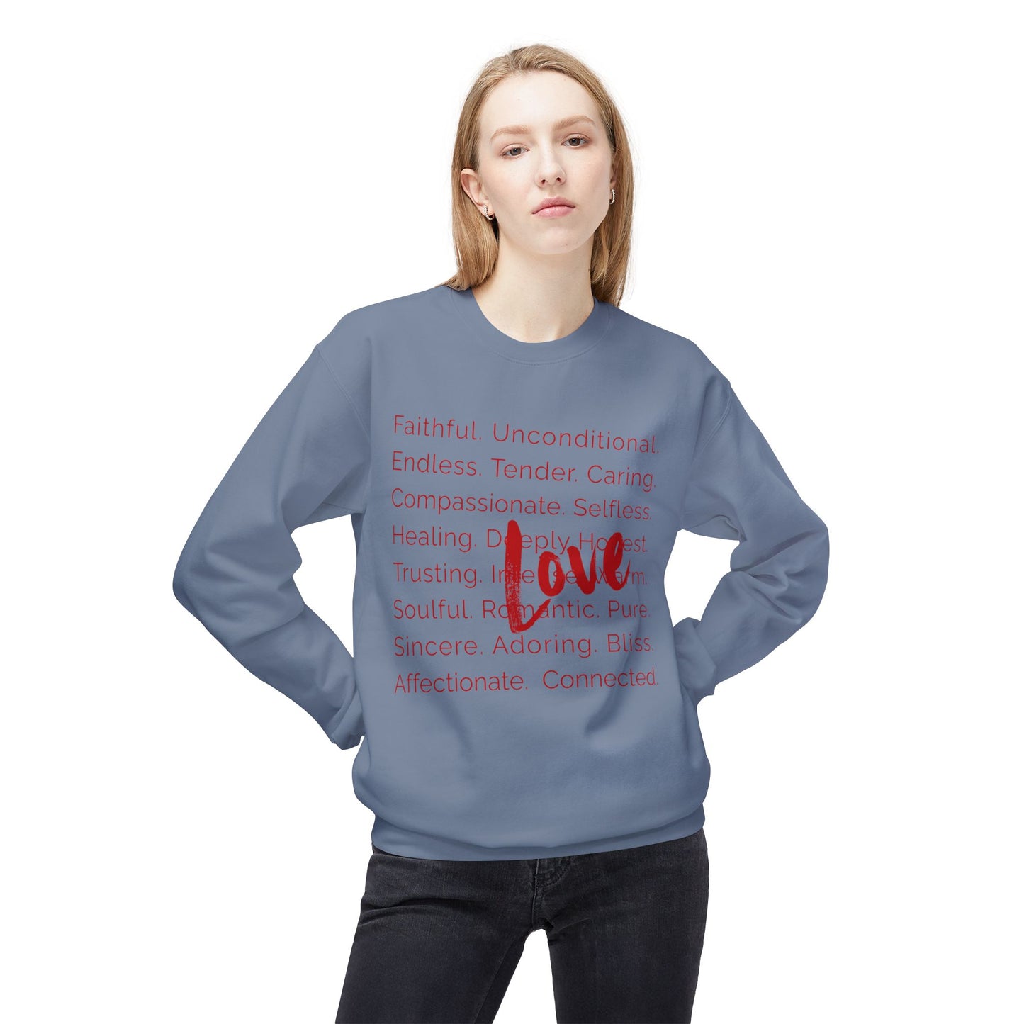 Love Words Unisex Midweight Softstyle Fleece Crewneck Sweatshirt