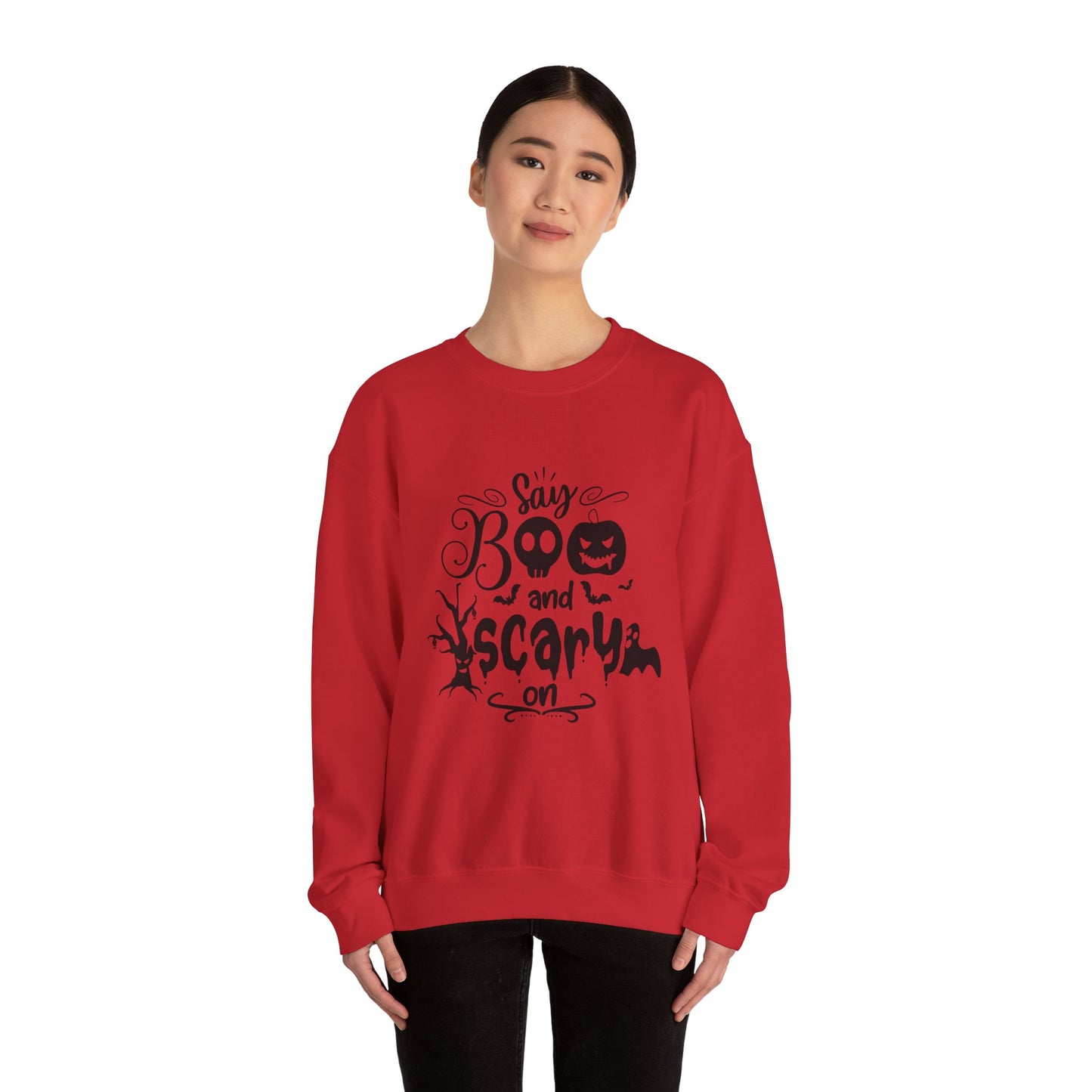 Say Boo and Scare On Unisex Heavy Blend™ Crewneck Sweatshirt