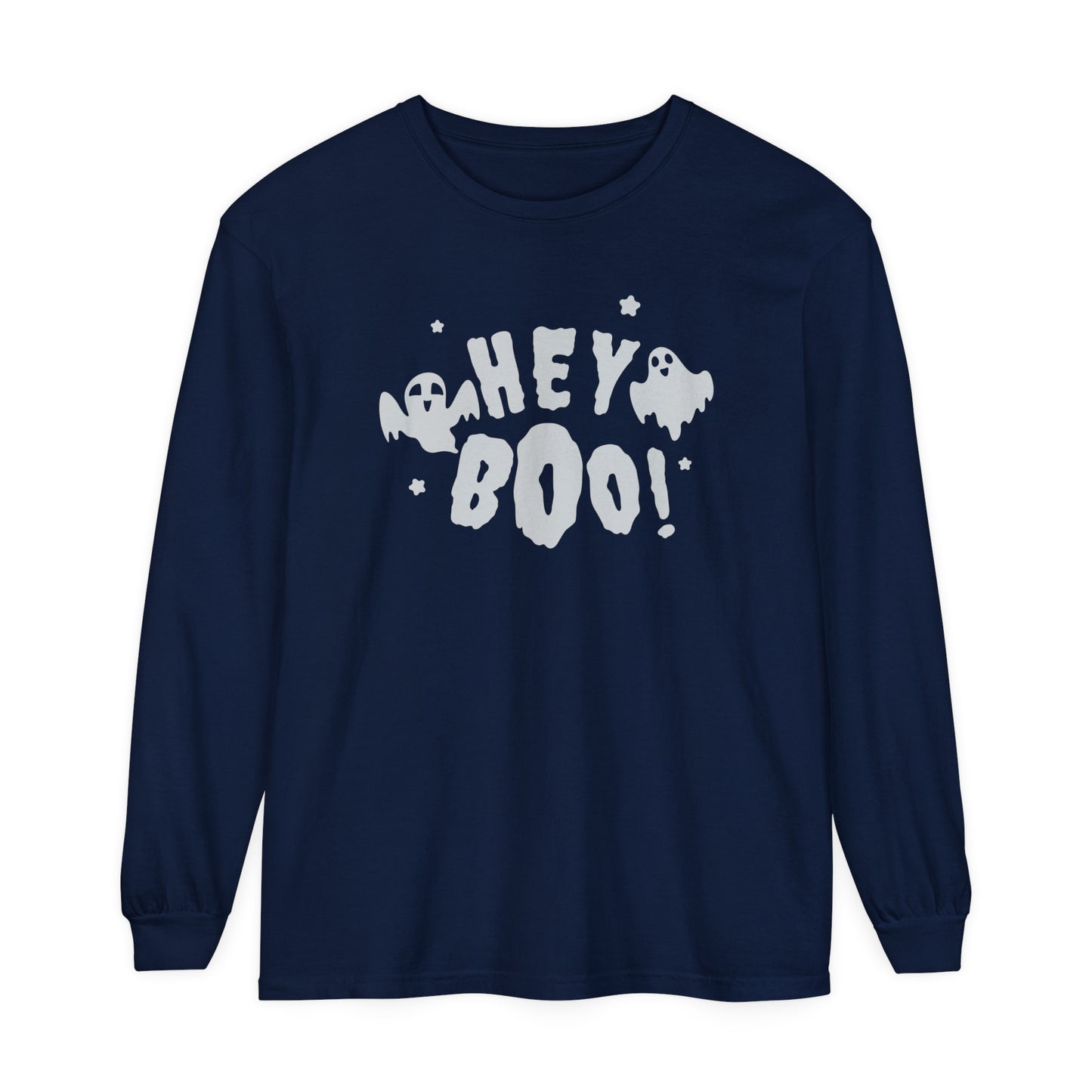 Hey Boo Unisex Garment-dyed Long Sleeve T-Shirt