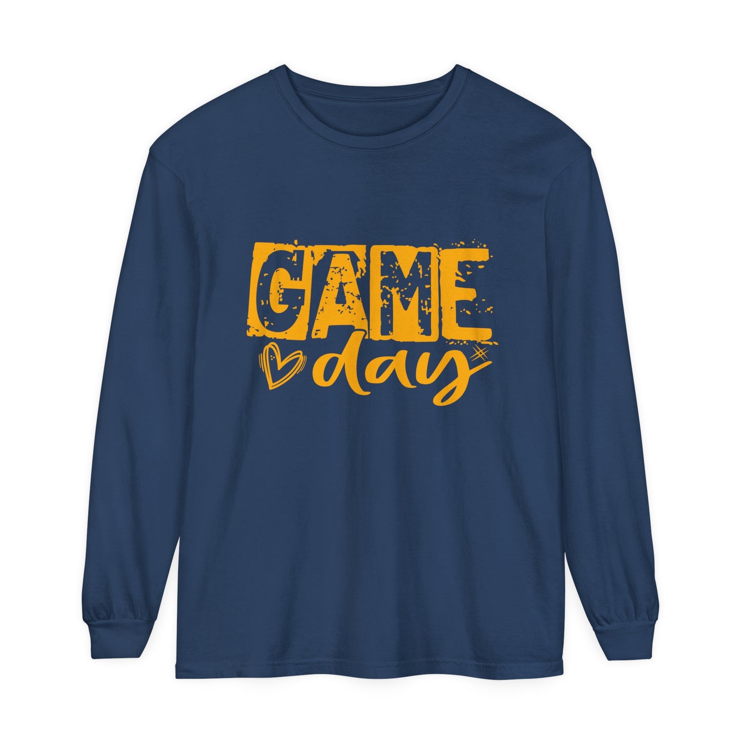 Game Day Grunge Yellow Unisex Garment-dyed Long Sleeve T-Shirt