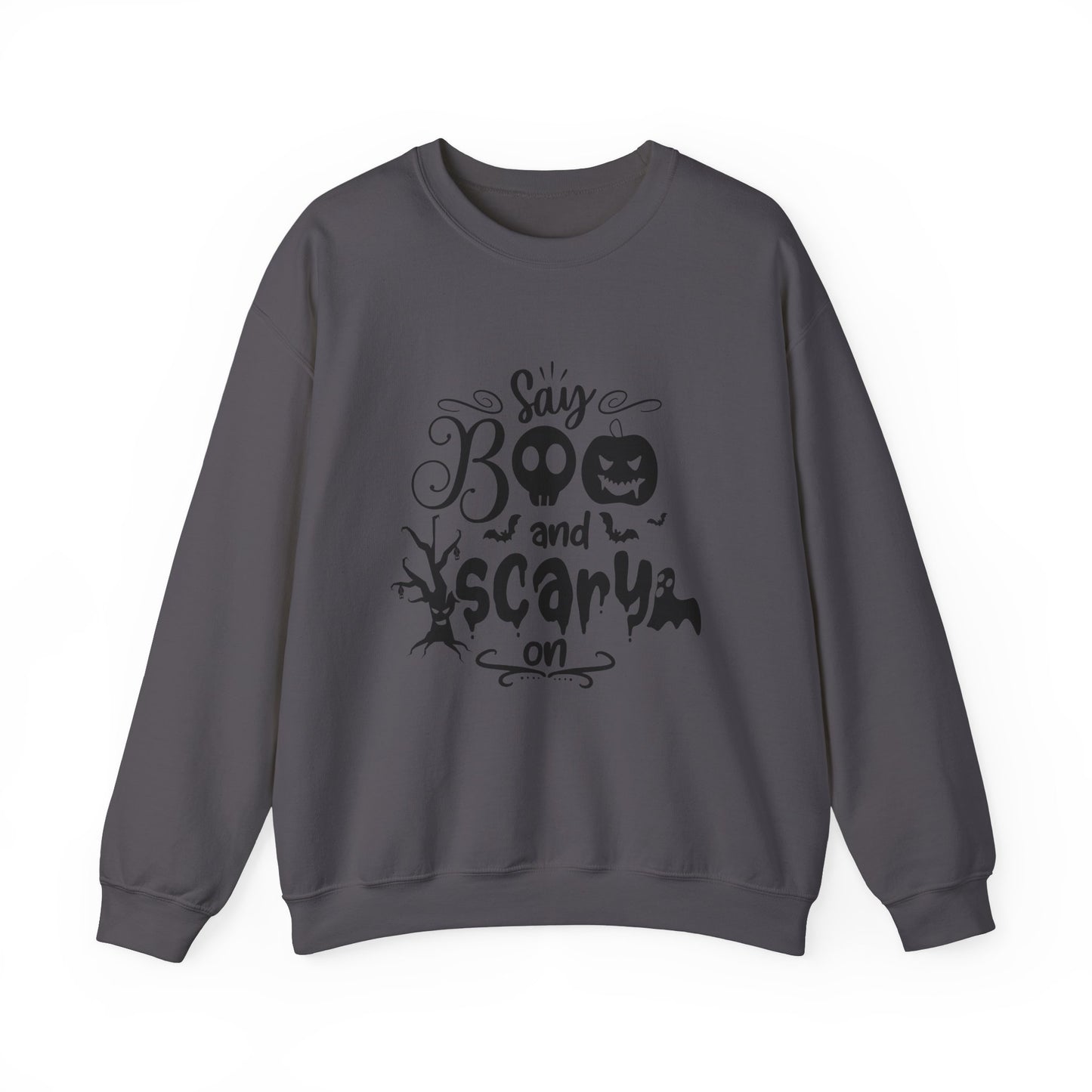 Say Boo and Scare On Unisex Heavy Blend™ Crewneck Sweatshirt