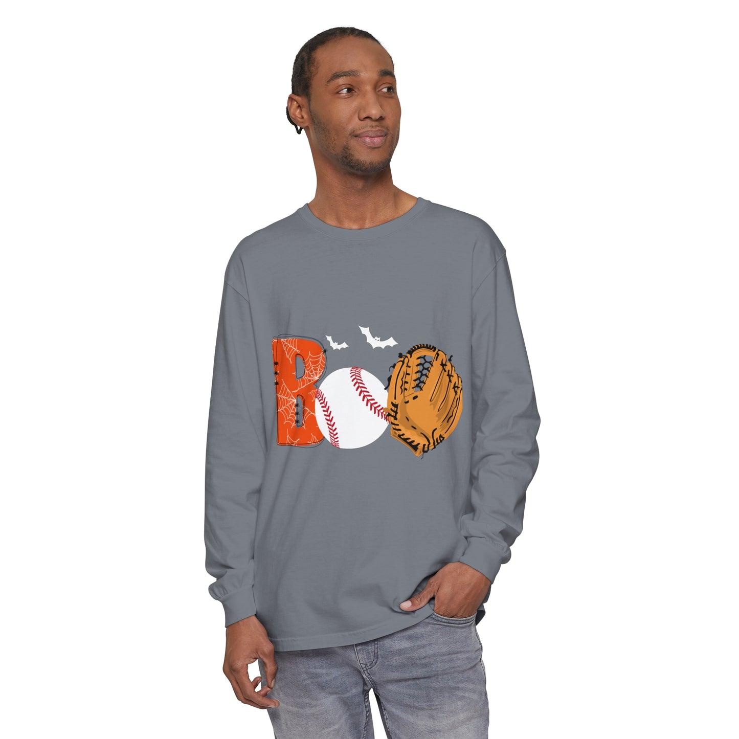 Boo Baseball Unisex Garment-dyed Long Sleeve T-Shirt