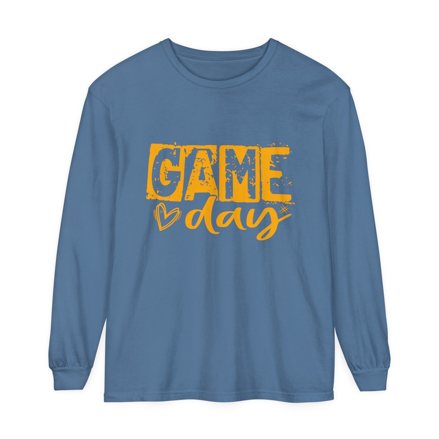 Game Day Grunge Yellow Unisex Garment-dyed Long Sleeve T-Shirt