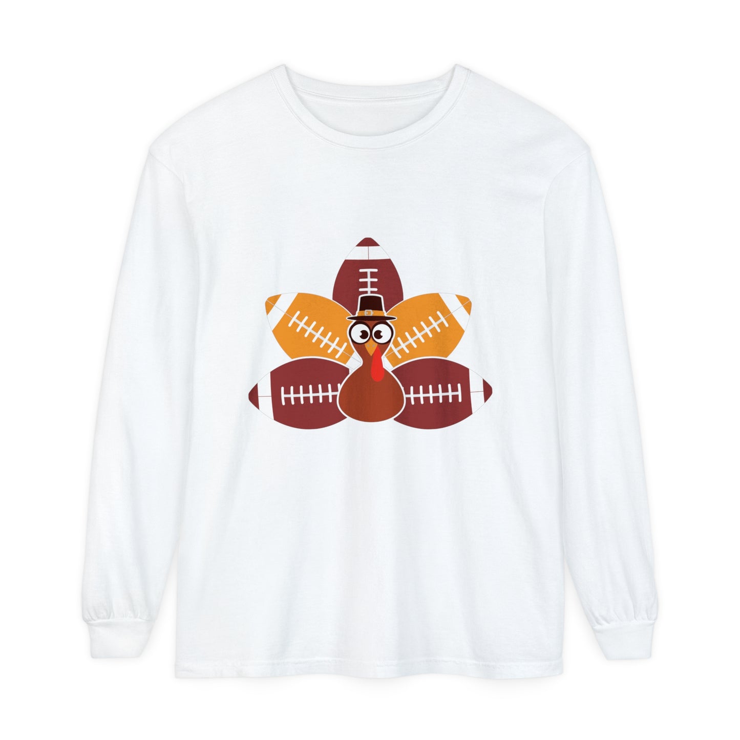 Turkey Football Tail Unisex Garment-dyed Long Sleeve T-Shirt