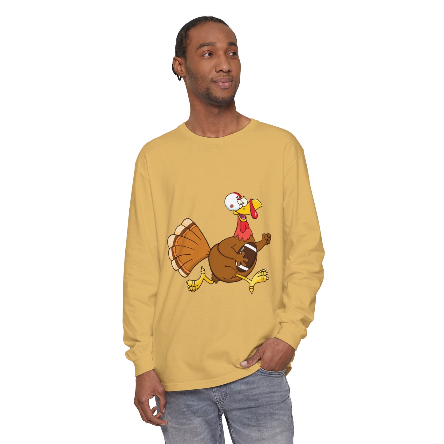 Turkey Running Football Unisex Garment-dyed Long Sleeve T-Shirt