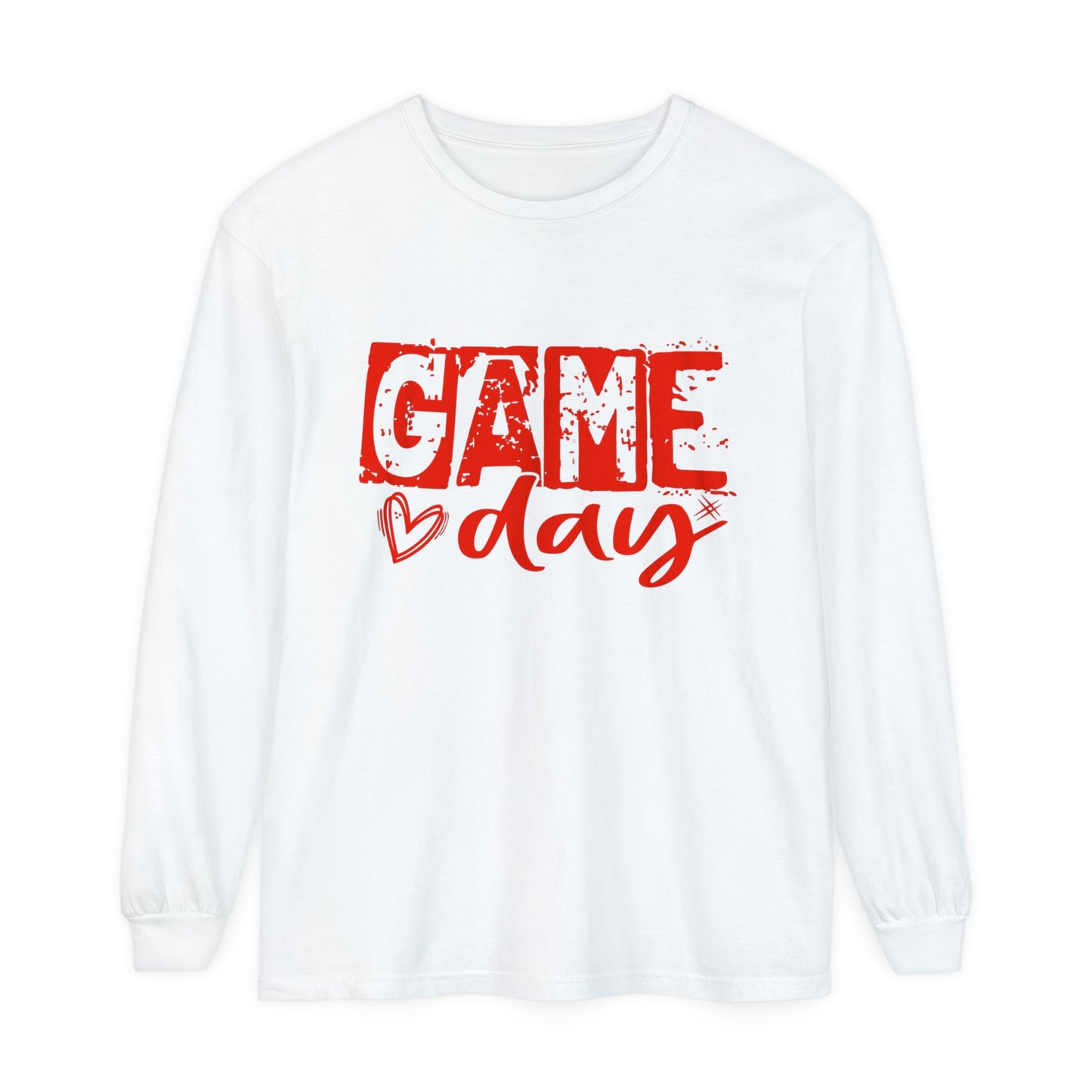 Game Day Grunge Red Unisex Garment-dyed Long Sleeve T-Shirt