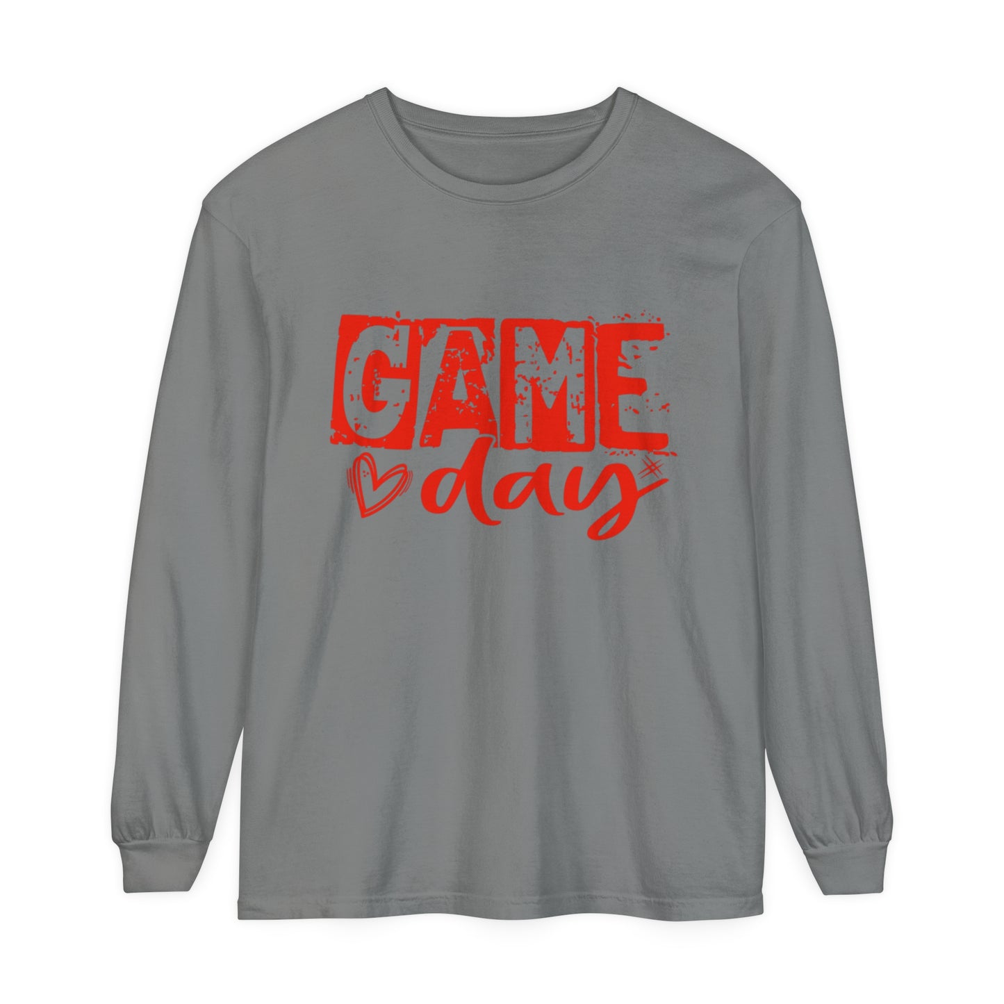 Game Day Grunge Red Unisex Garment-dyed Long Sleeve T-Shirt