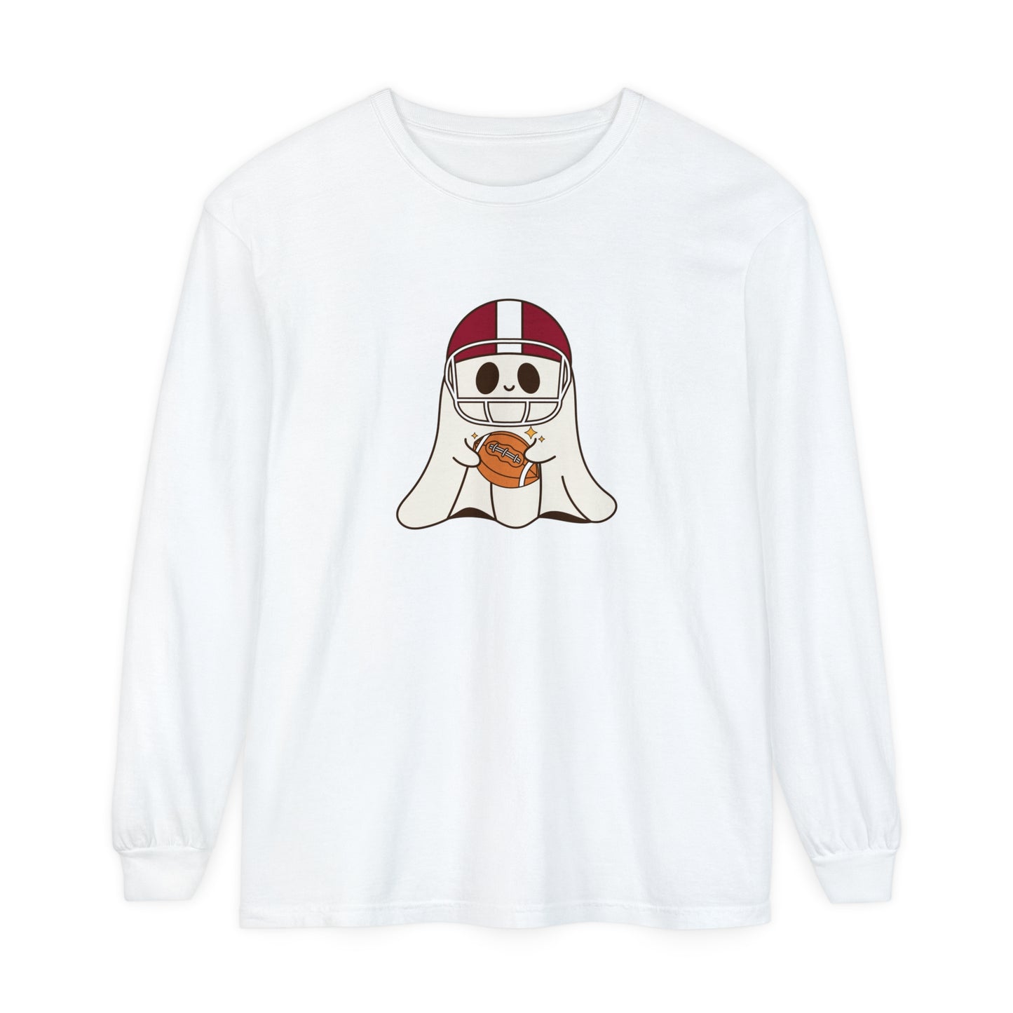 Football Ghost Unisex Garment-dyed Long Sleeve T-Shirt