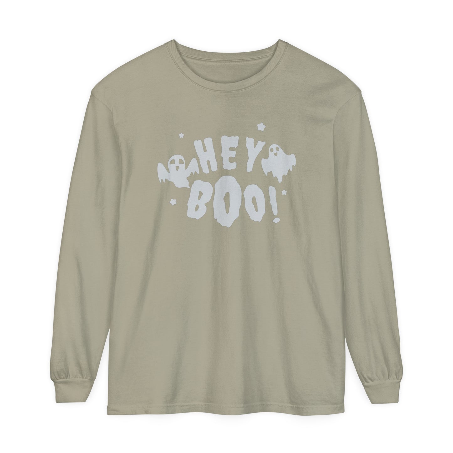 Hey Boo Unisex Garment-dyed Long Sleeve T-Shirt