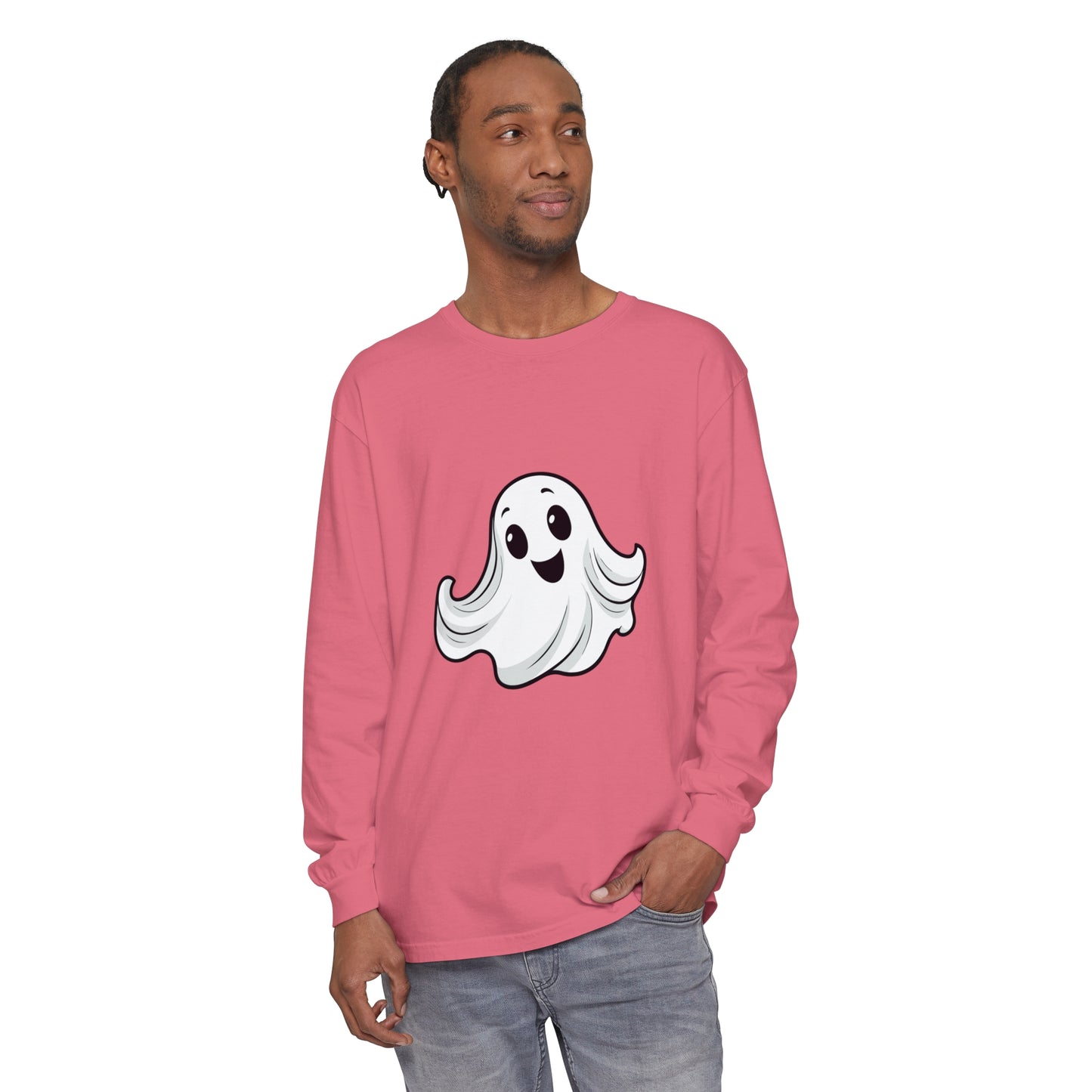 Cute Ghost Unisex Garment-dyed Long Sleeve T-Shirt