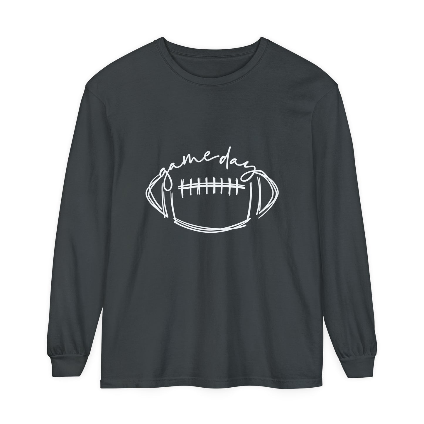 Game Day Football White Unisex Garment-dyed Long Sleeve T-Shirt