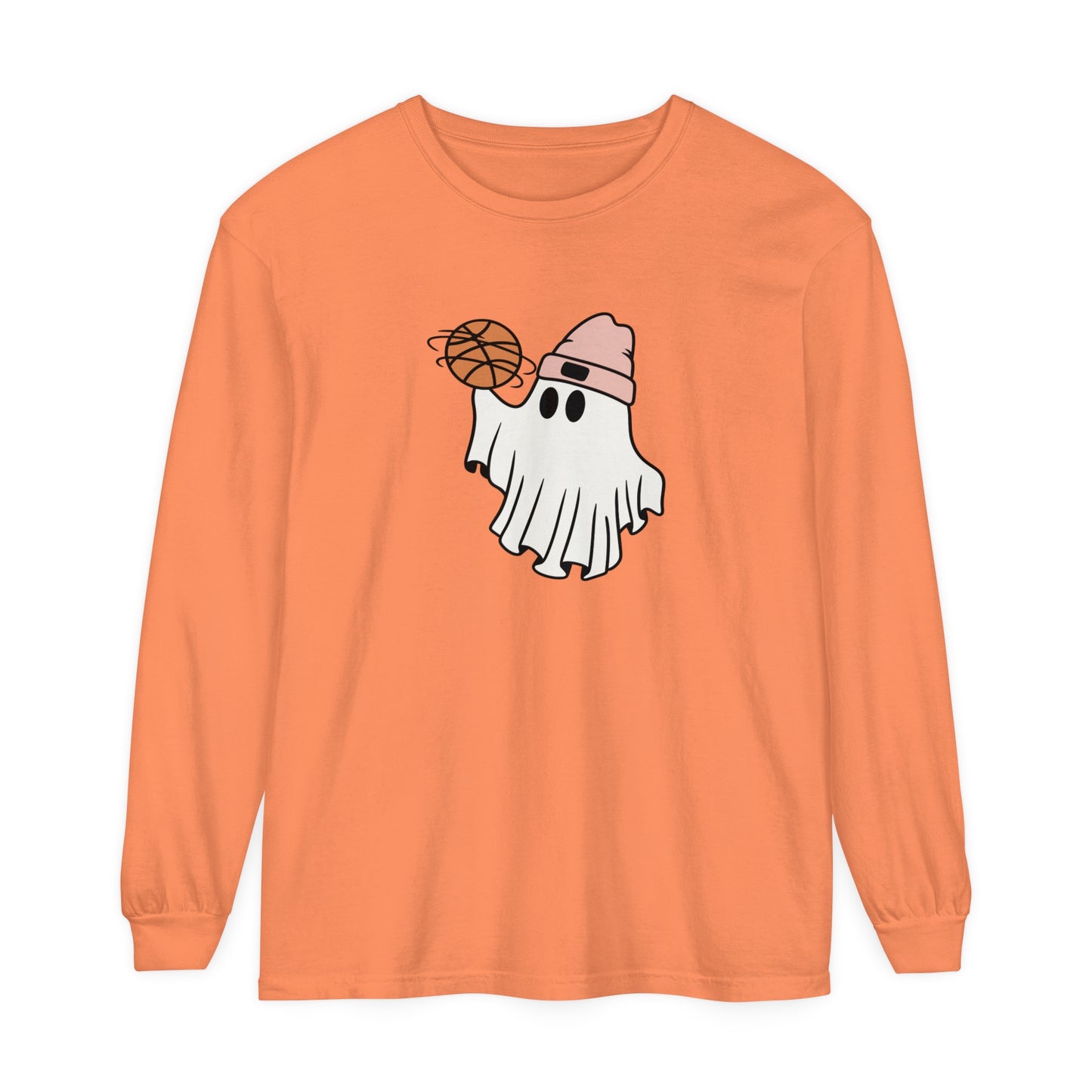 Basketball Ghost Unisex Garment-dyed Long Sleeve T-Shirt