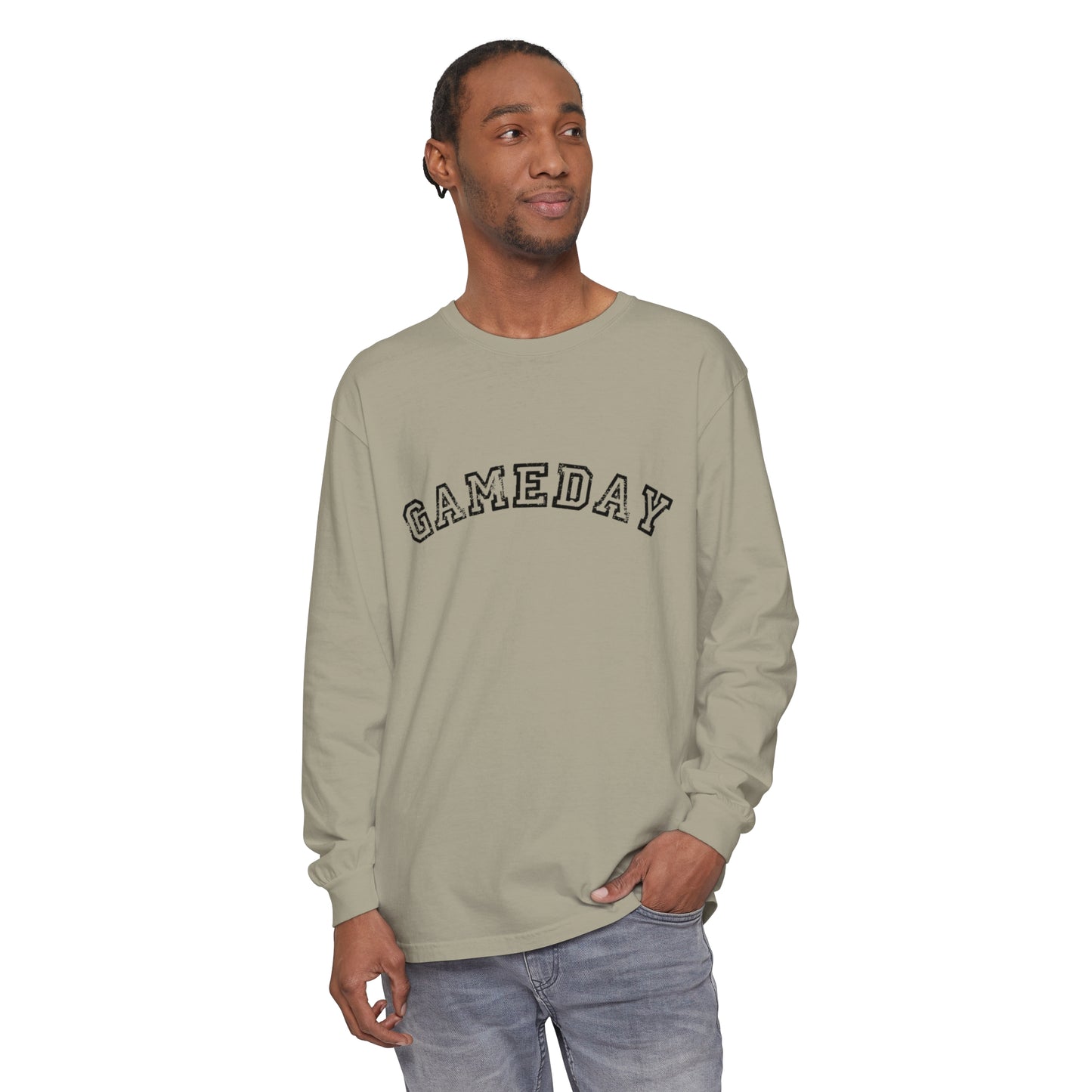 Game Day Block Curved Unisex Garment-dyed Long Sleeve T-Shirt