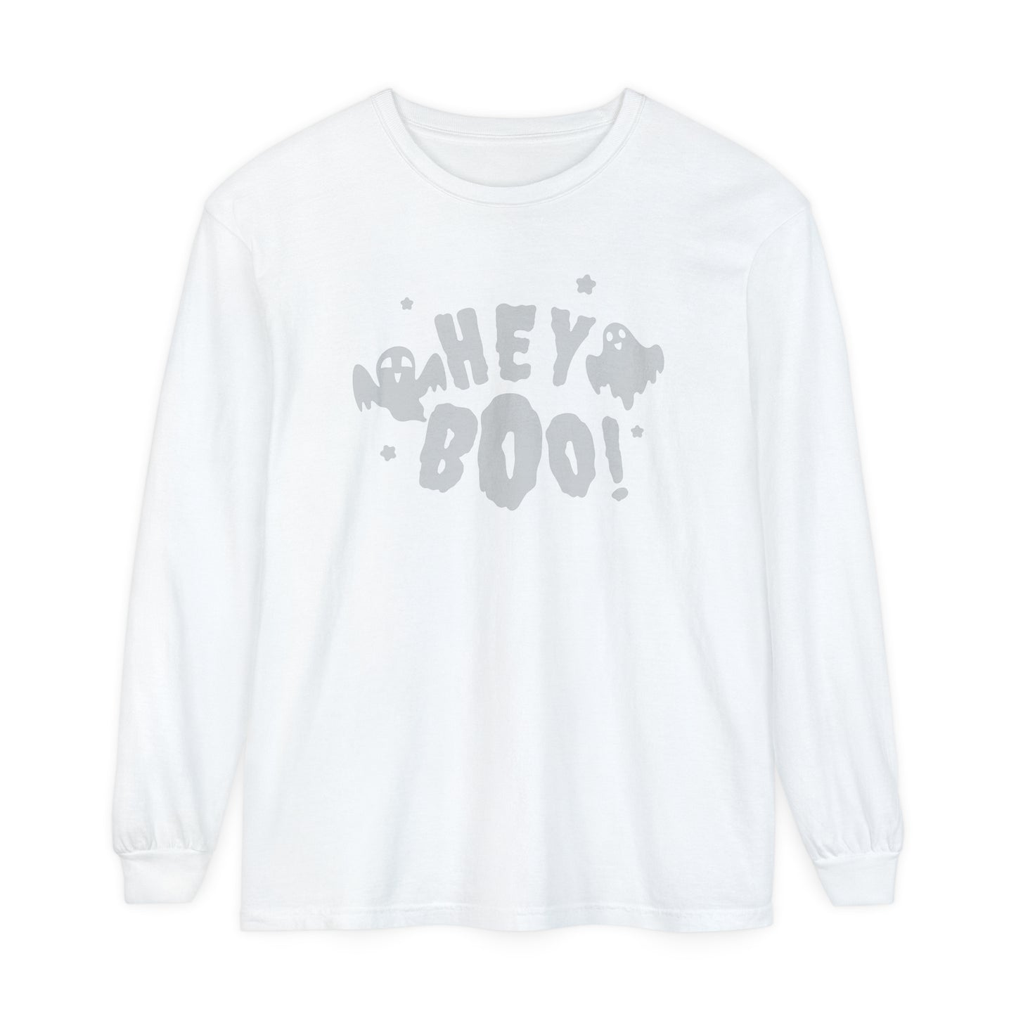 Hey Boo Unisex Garment-dyed Long Sleeve T-Shirt