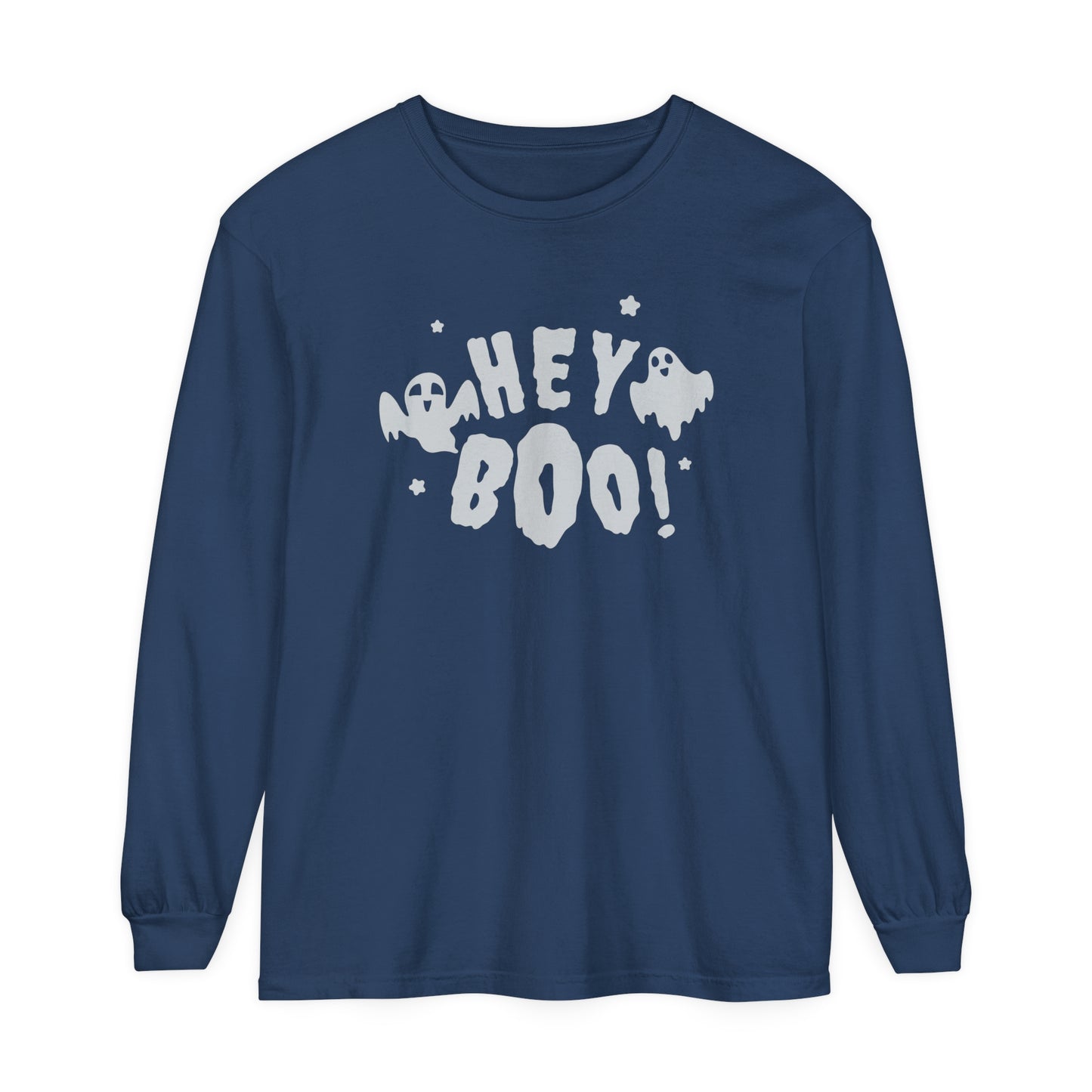 Hey Boo Unisex Garment-dyed Long Sleeve T-Shirt