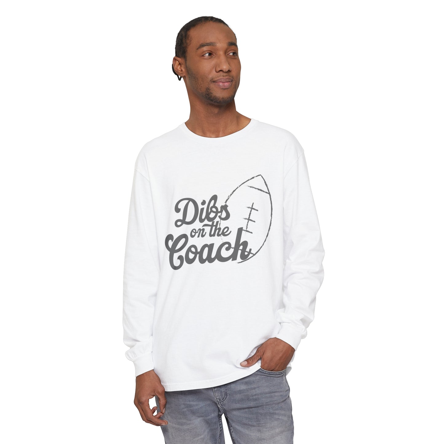 Dibs on the Coach Football Unisex Garment-dyed Long Sleeve T-Shirt