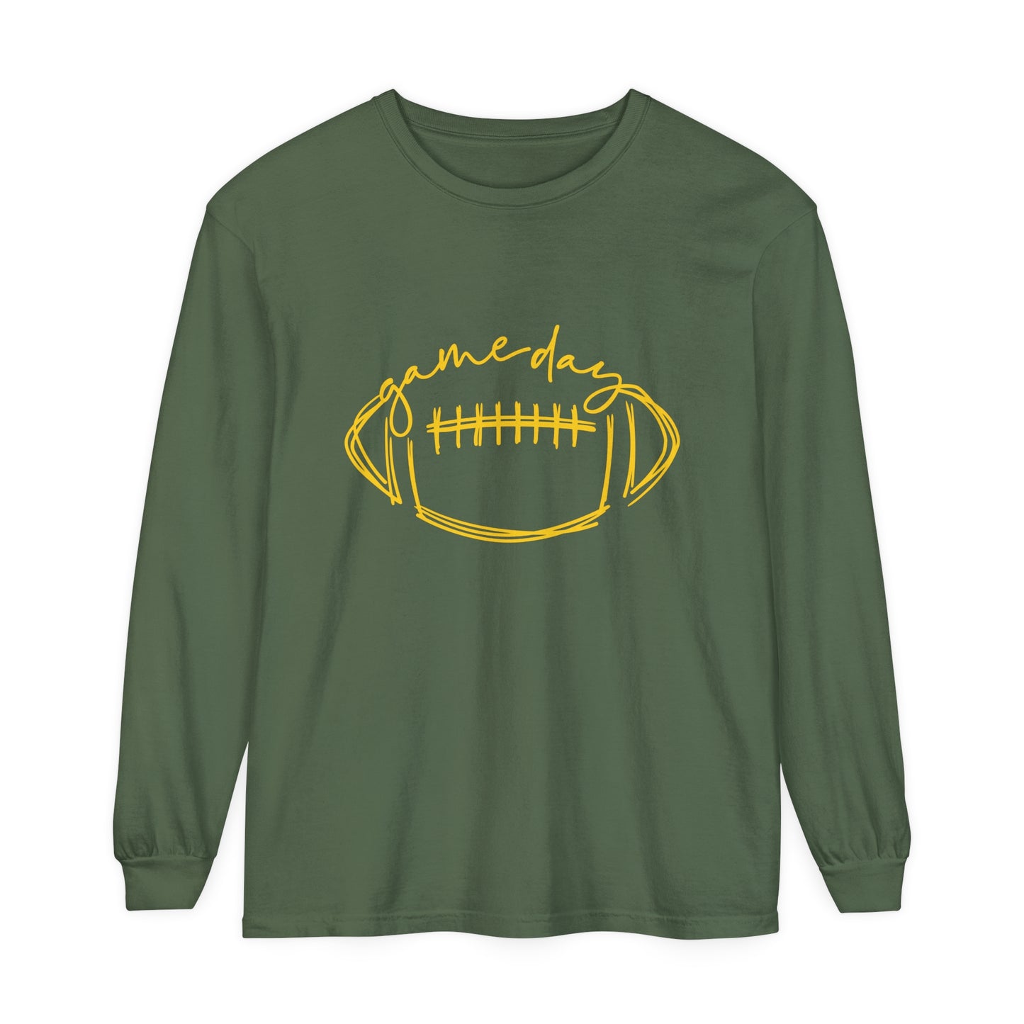 Game Day Football Yellow Unisex Garment-dyed Long Sleeve T-Shirt